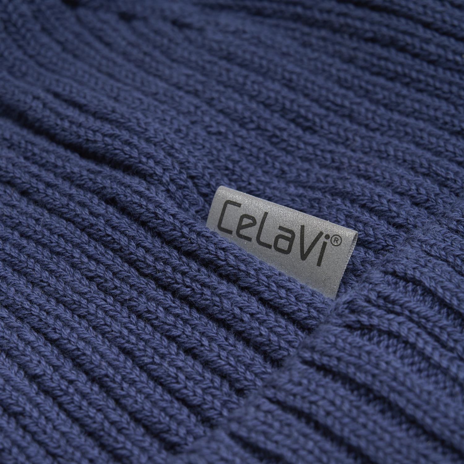 CELAVI Beanie, Strikket lue Blå - Farmor Ingvarda