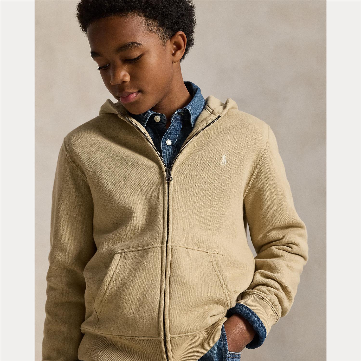RALPH LAUREN 8-16År Full Zip Hoodie Khaki