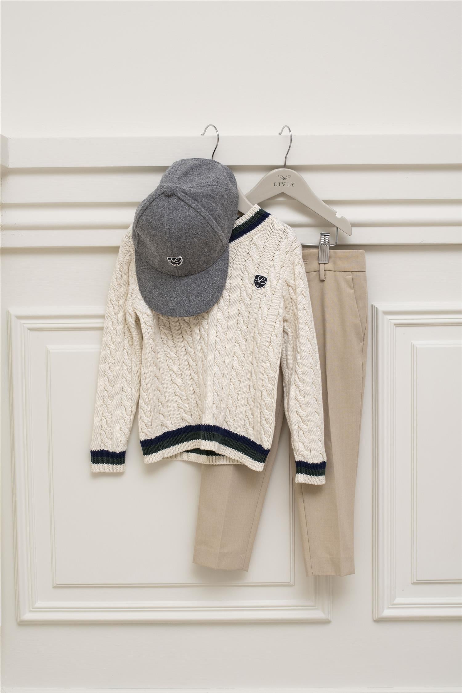 LIVLY Cable Knit V-neck Sweater