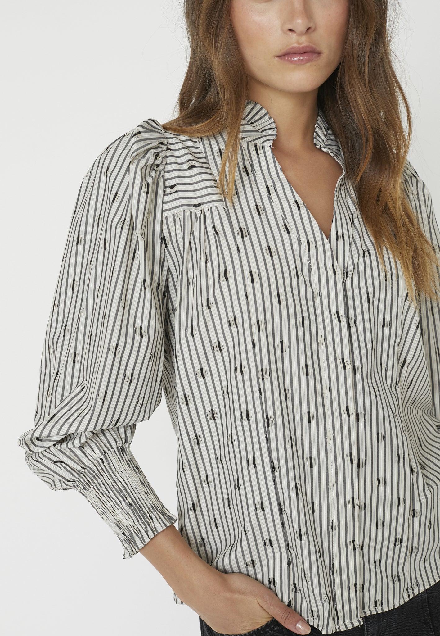 CO´ COUTURE Trixie Dot V-Shirt Grå
