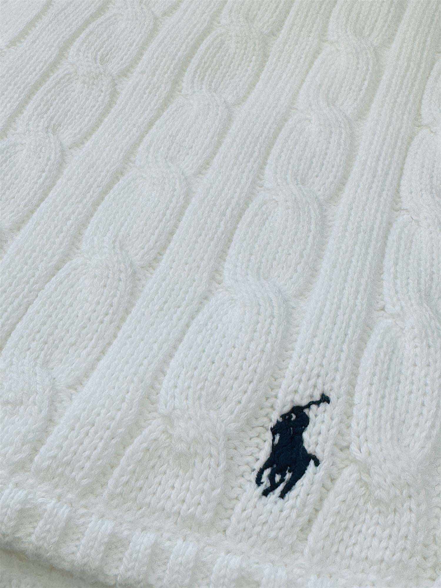 RALPH LAUREN Baby 0-24mnd. Flettta Babyteppe Hvit