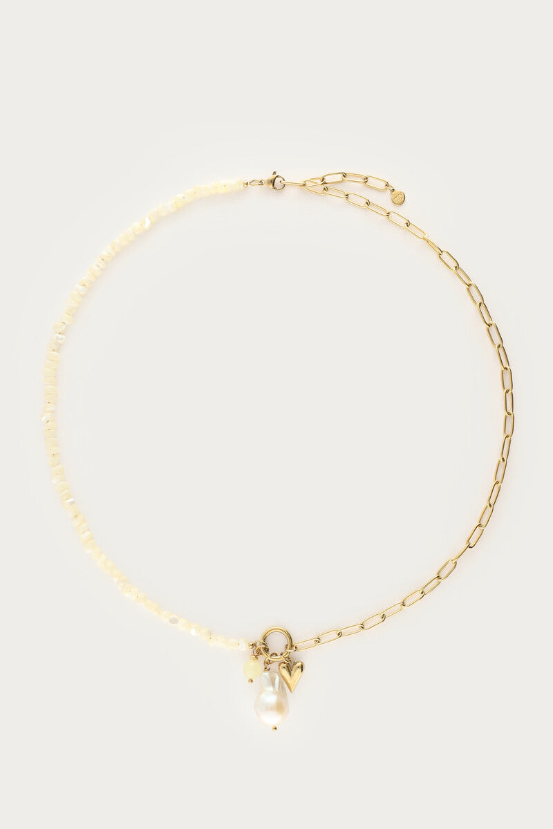 MY JEWELLERY Botanical chain necklace with yellow beads and charms - Farmor Ingvarda