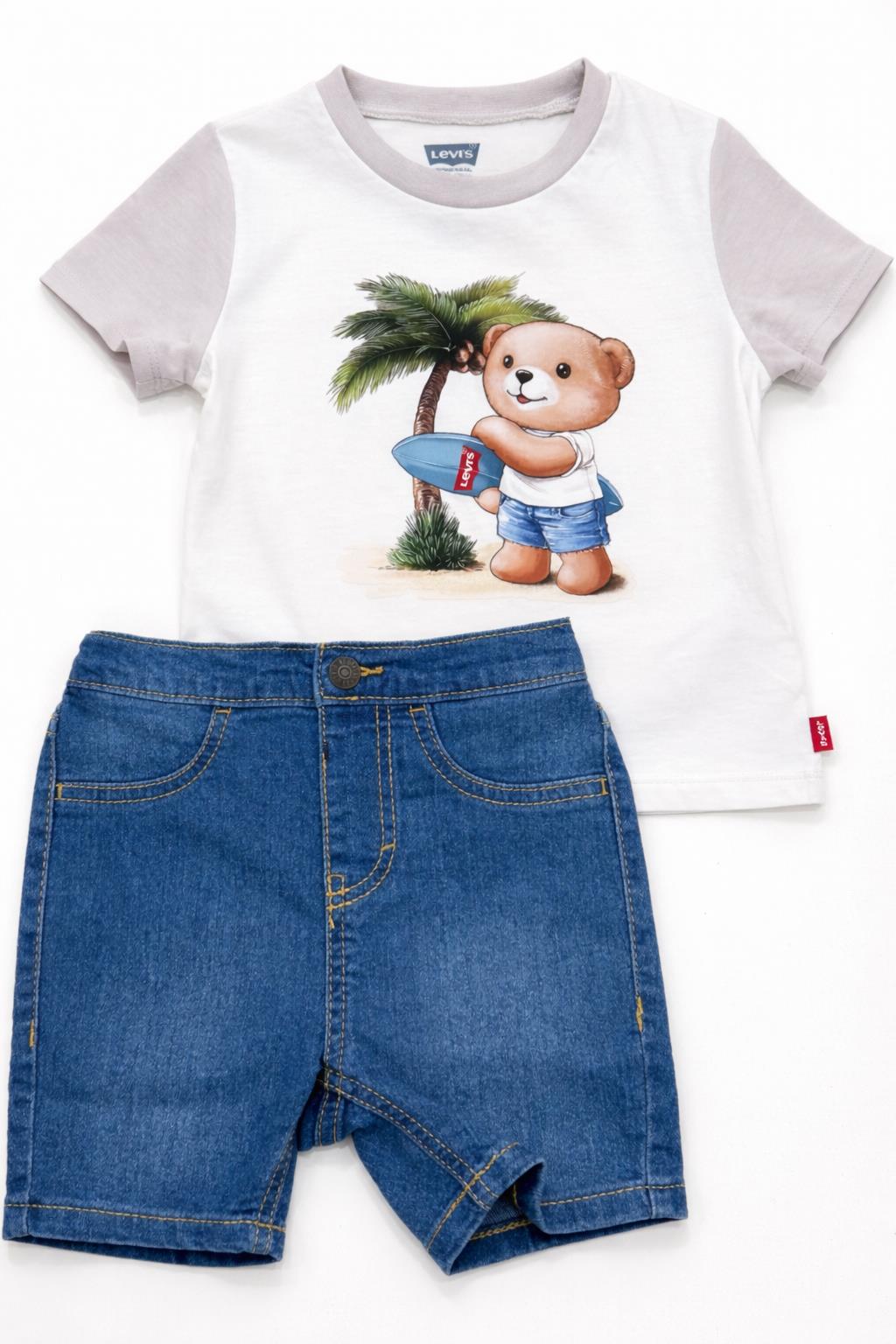 LEVIS 0-3ÅR Sett m/ shorts og T-skjorte Flerfarget - Farmor Ingvarda