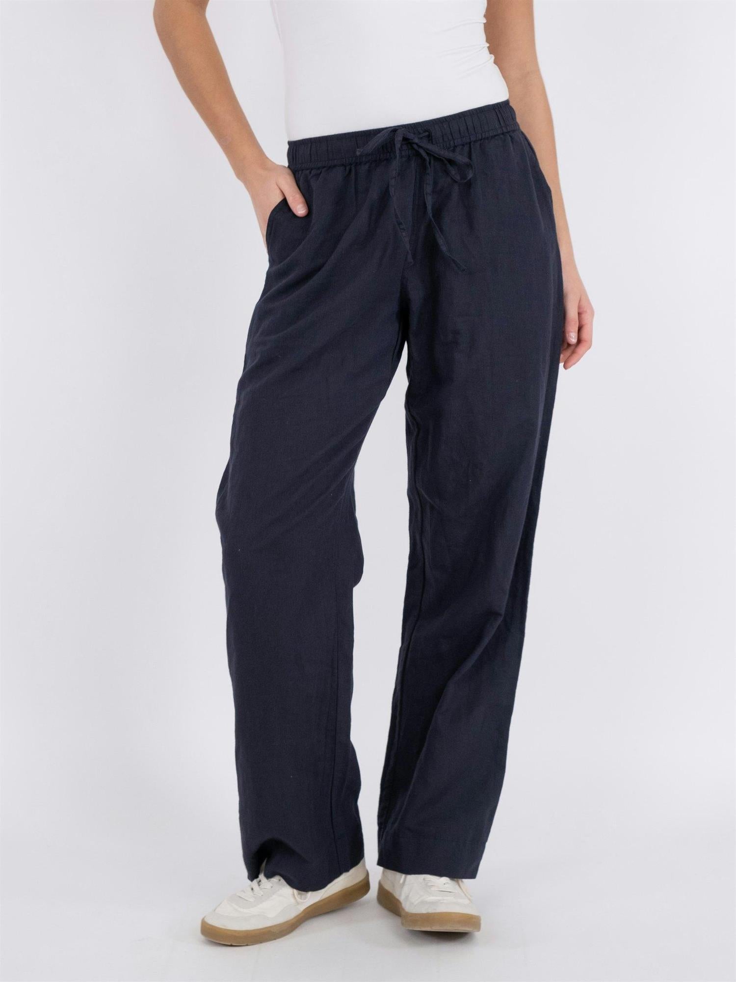 NEO NOIR Sonar Linen Pants Navy