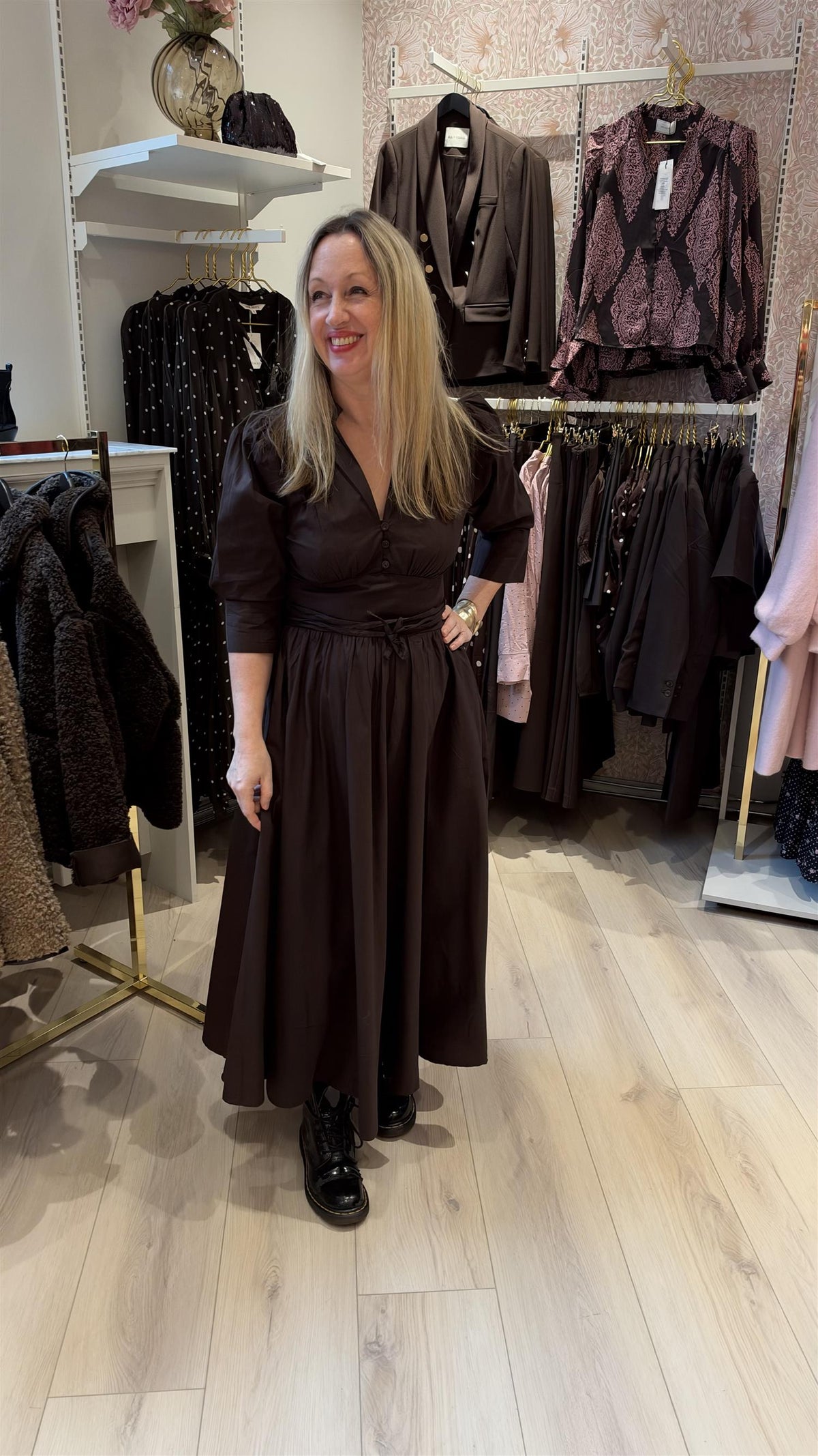 MISSMAYA Maria Dress Chocolate Poplin