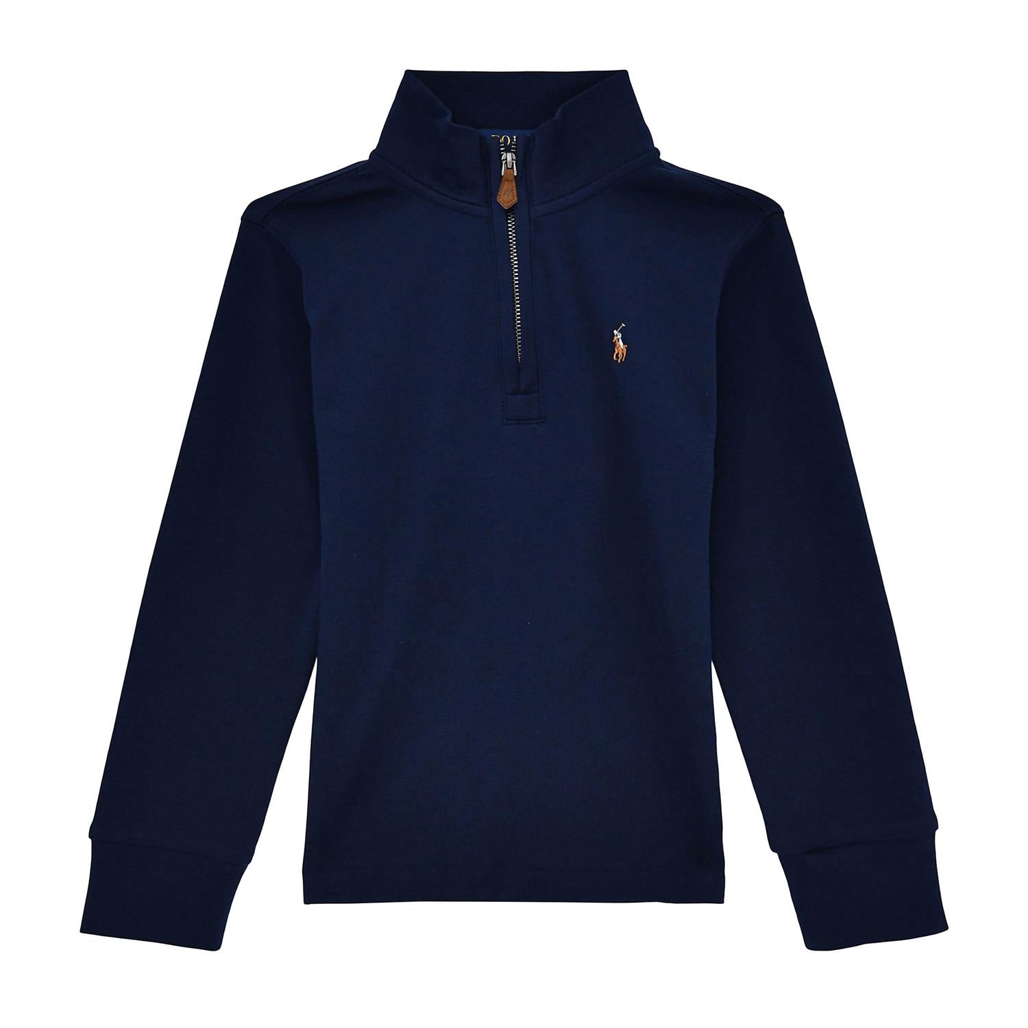 RALPH LAUREN 8-16År Cotton Interlock Zip Pullover,Teens Mørkeblå