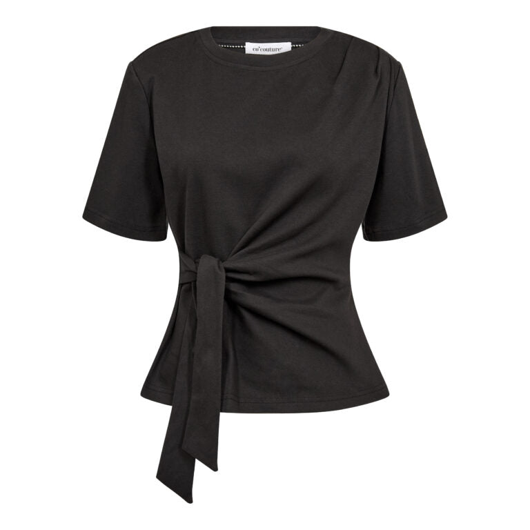 CO´ COUTURE Oriane Pleat Tie Tee Black