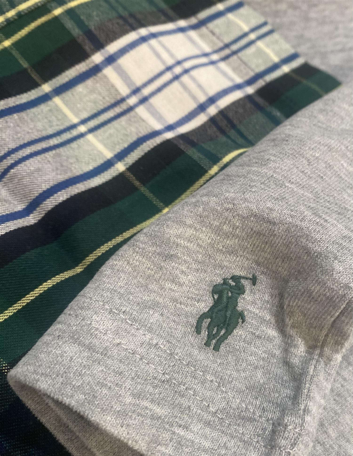 RALPH LAUREN 8-16År Todelt Pysj m/Kort erm,Teens Grå/Ruter