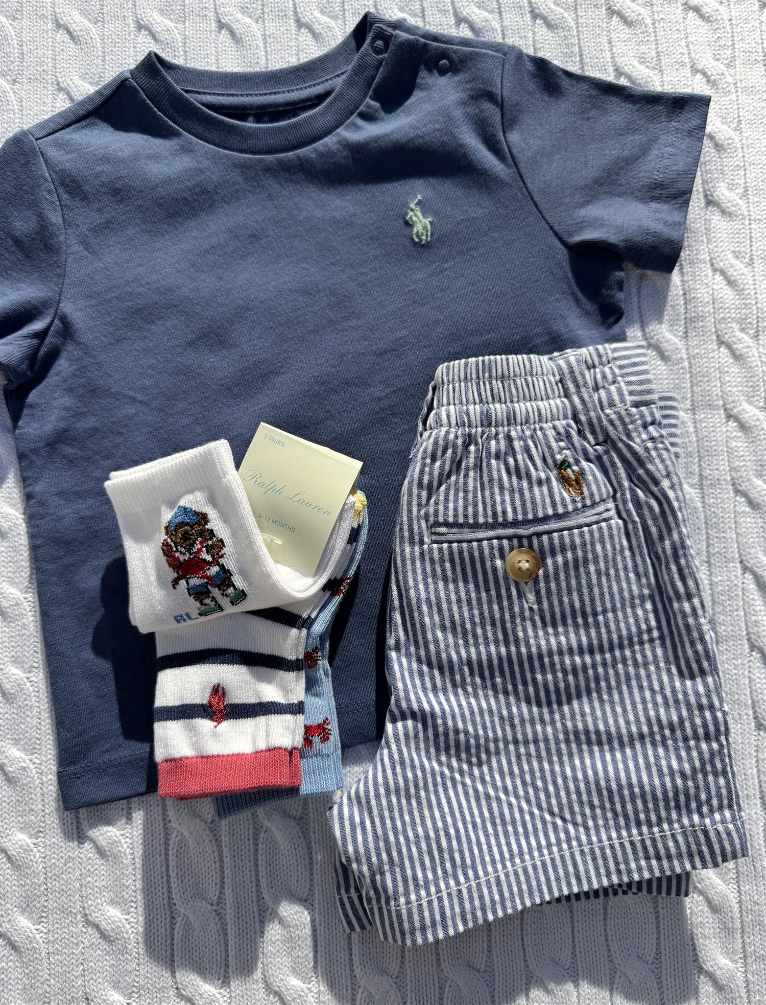 RALPH LAUREN Baby 0-24mnd. Shorts Blå/Hvit