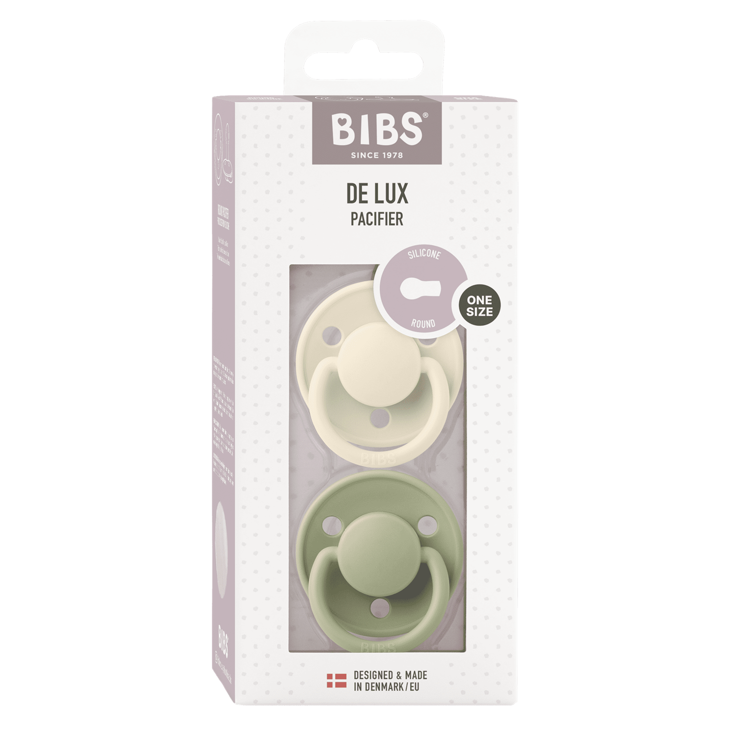 BIBS 2pk. smokk De LUX,Rund,0-3år Krem/Mint