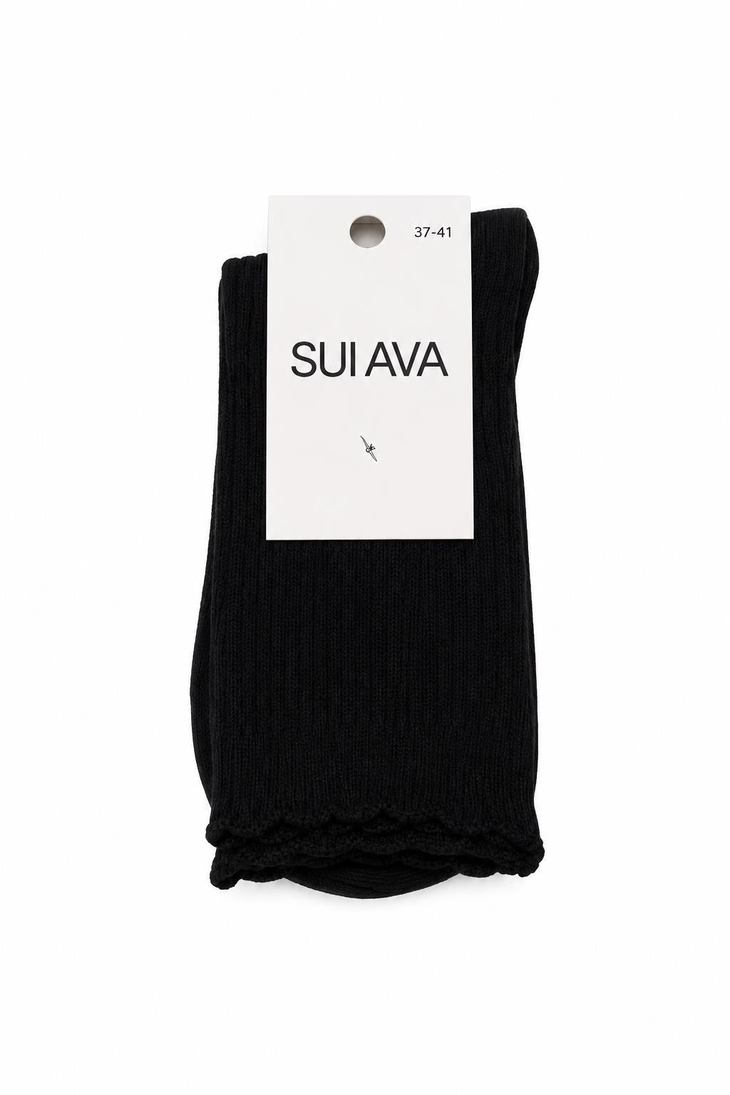 SUI AVA Silk Cable Socks Black