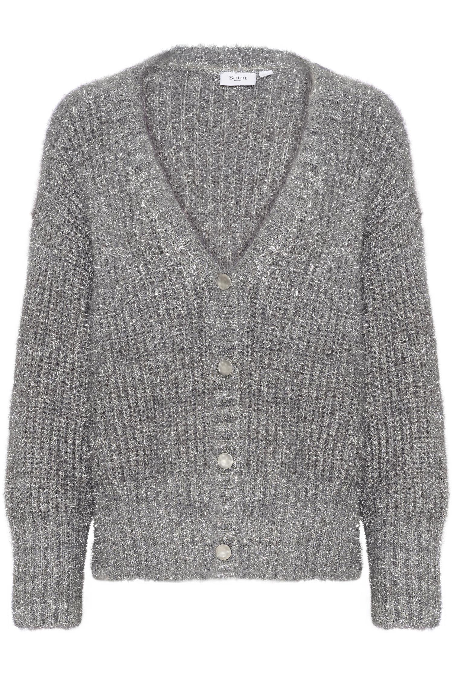 SAINT TROPEZ Halfa Cardigan Sølv