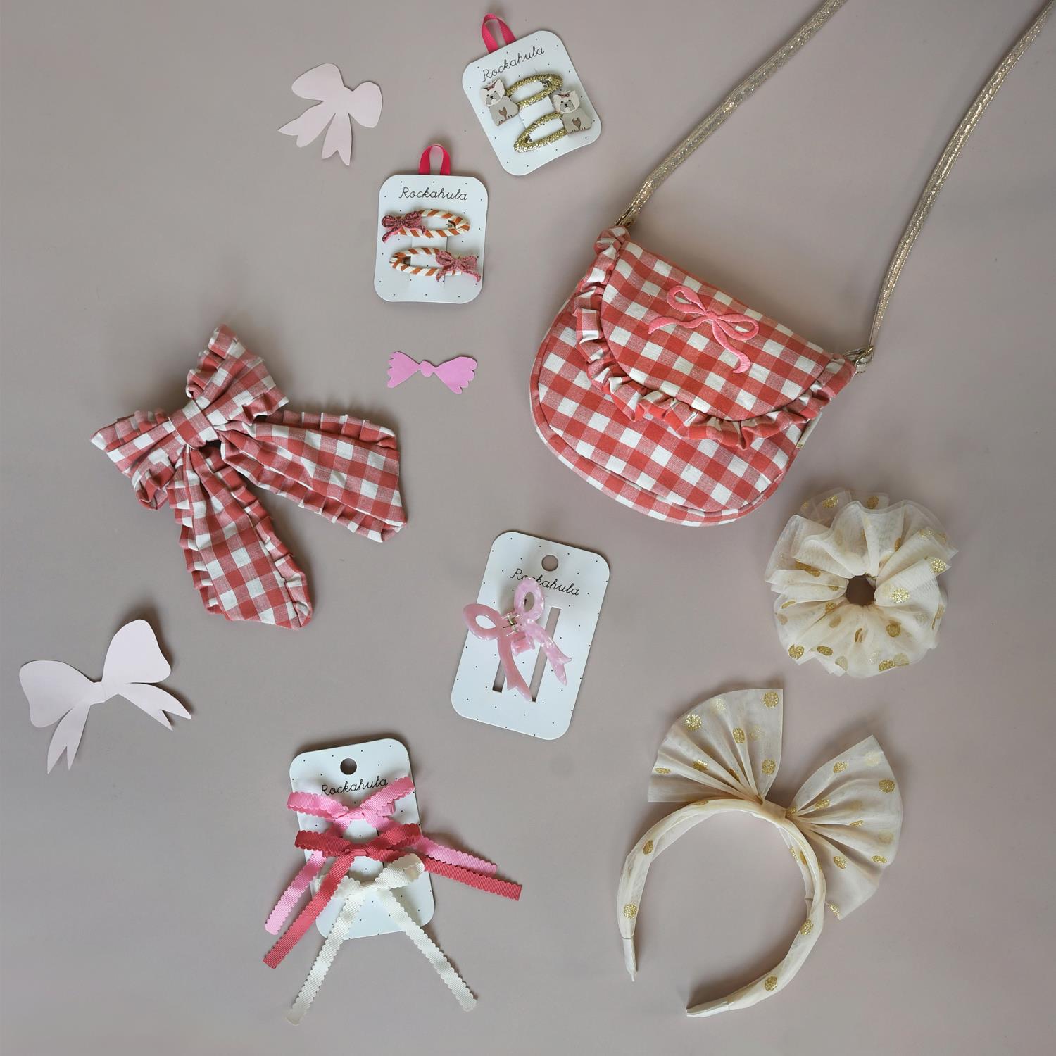 ROCKAHULA Kids Gingham Ruffle Long Bow Clip - Farmor Ingvarda