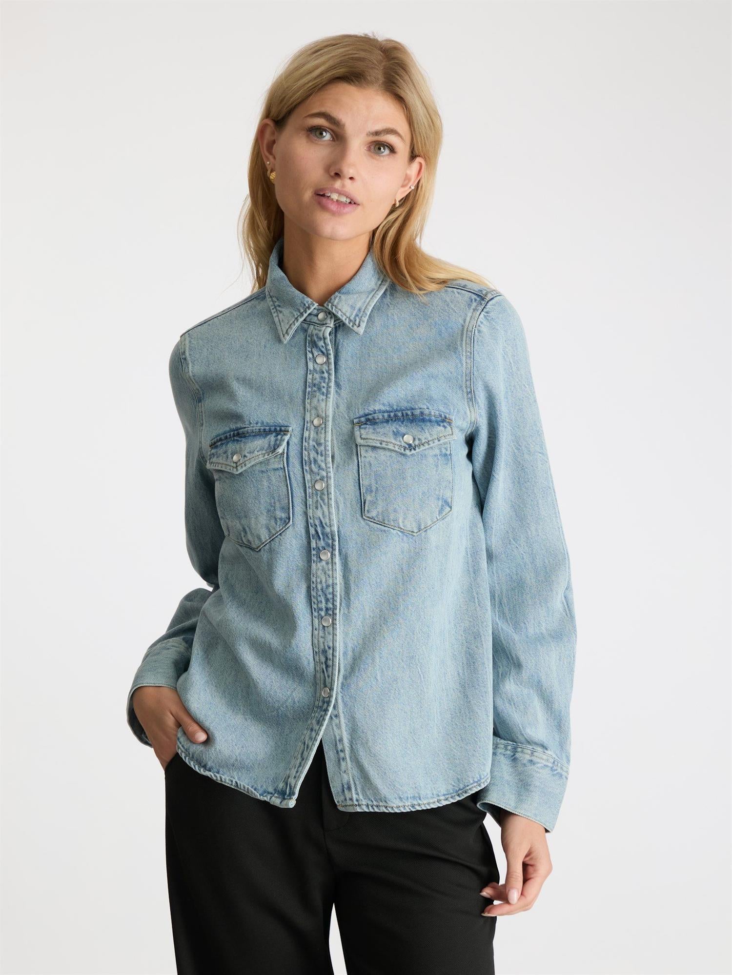 NEO NOIR Roger Denim shirt Lys Denim