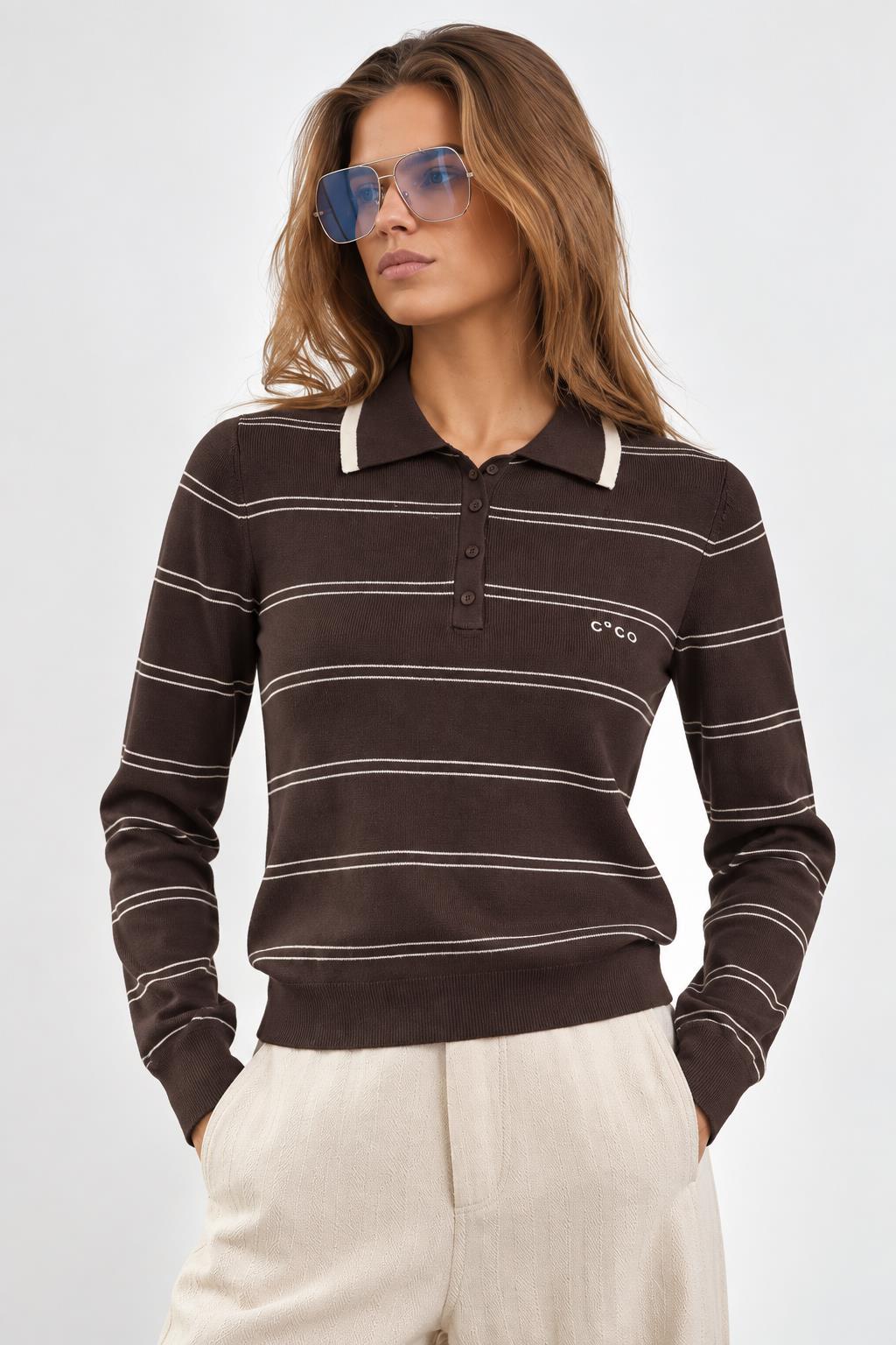 CO´ COUTURE Lue Stripe Polo Knit