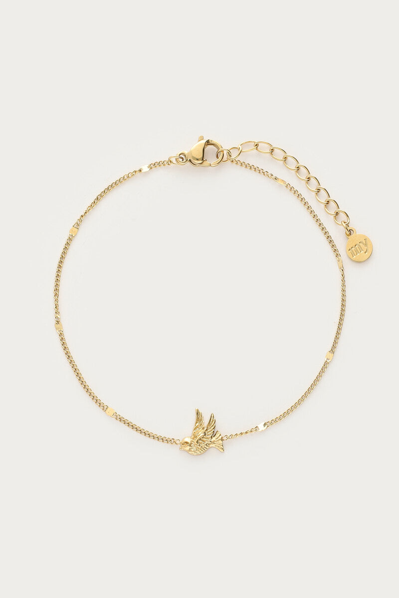 MY JEWELLERY Botanical minimalistic bracelet with bird - Farmor Ingvarda