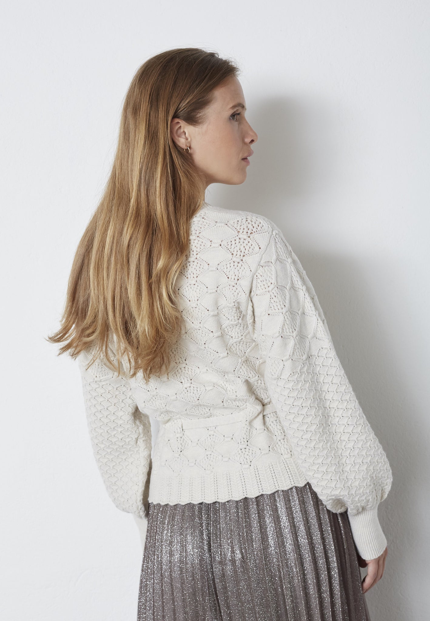 CO´ COUTURE Row Pointelle Tie Cardigan
