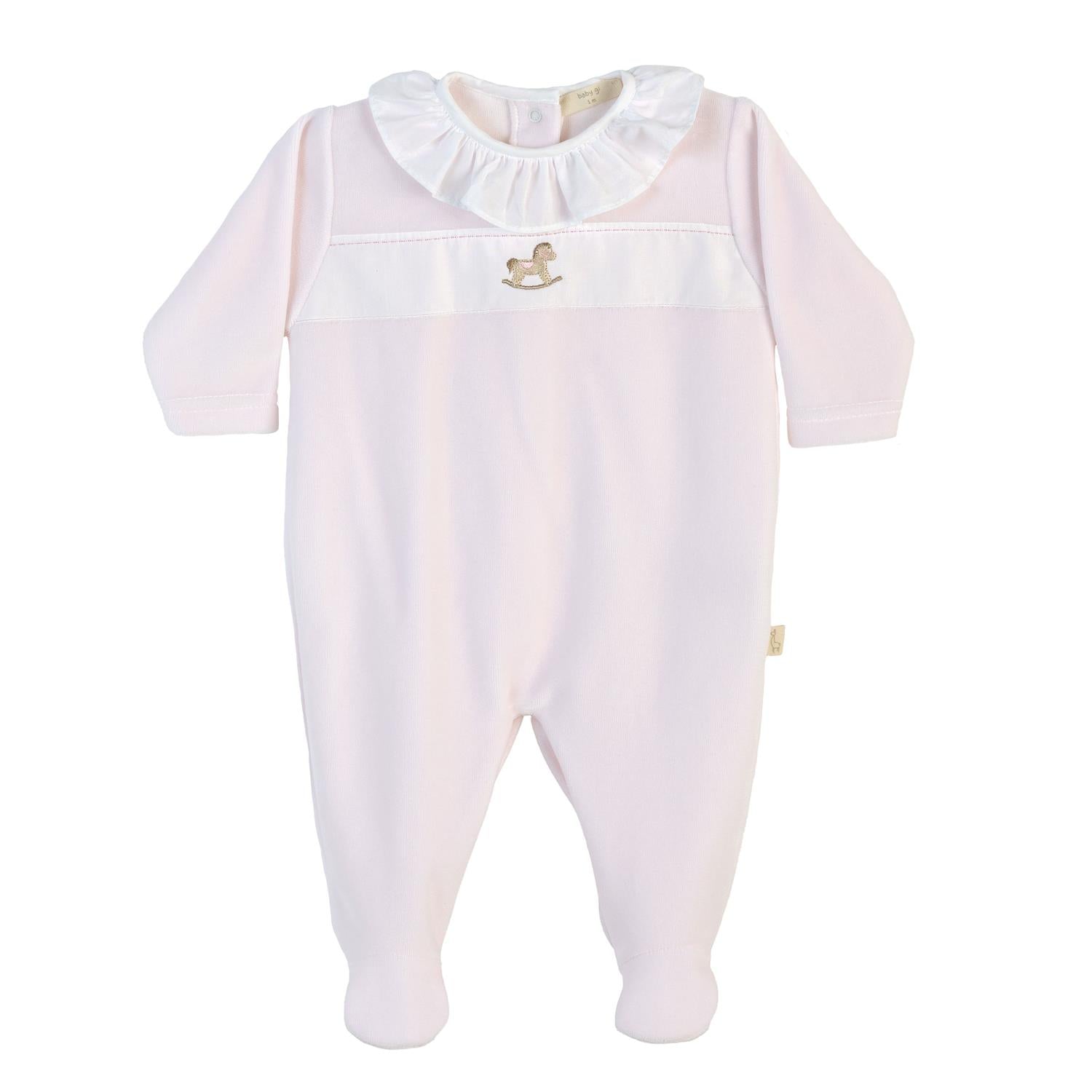 BABY GI Velourdress m/fot,Rocking Horse Lys Rosa