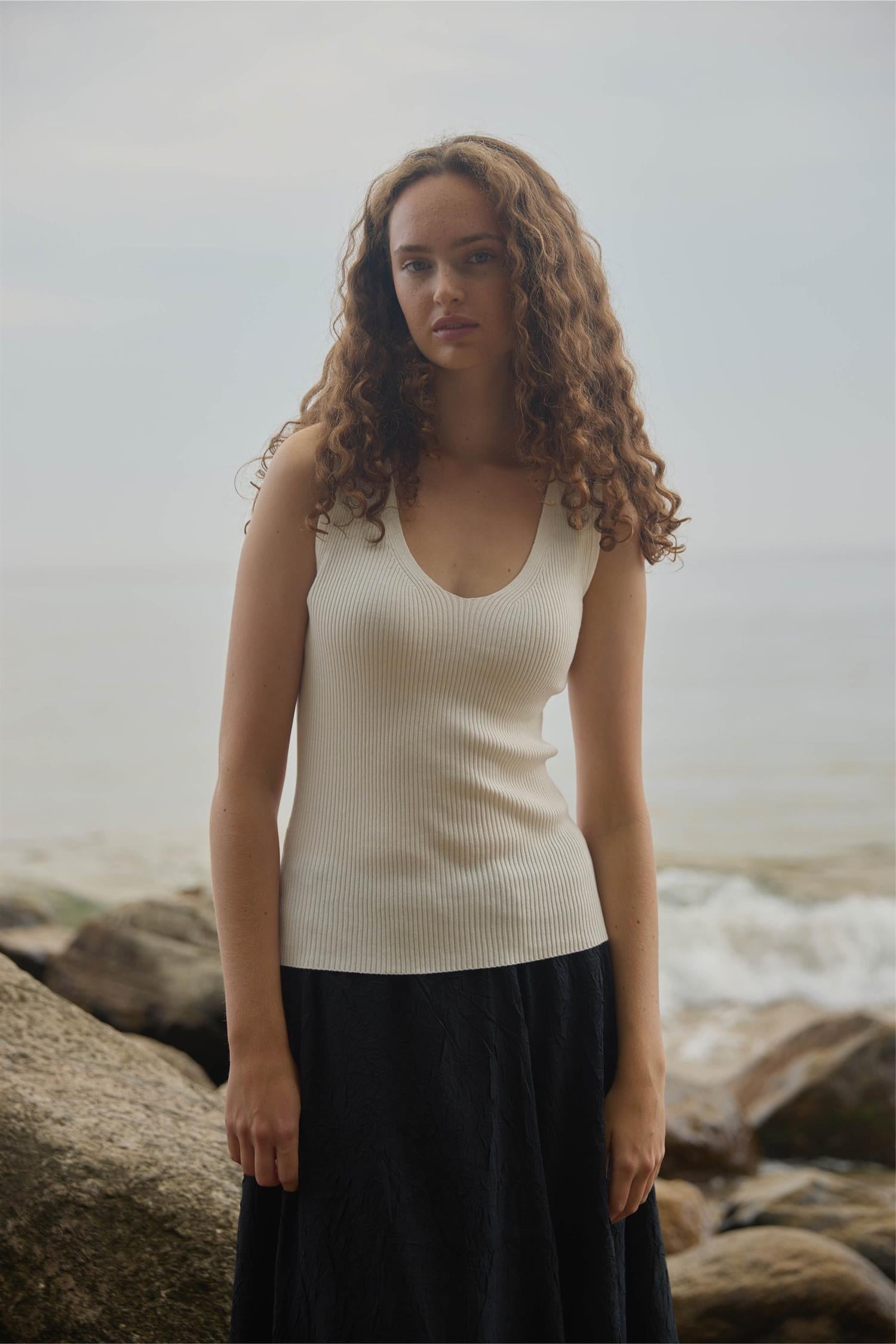 RUE de FEMME Softy Galatea knit top White