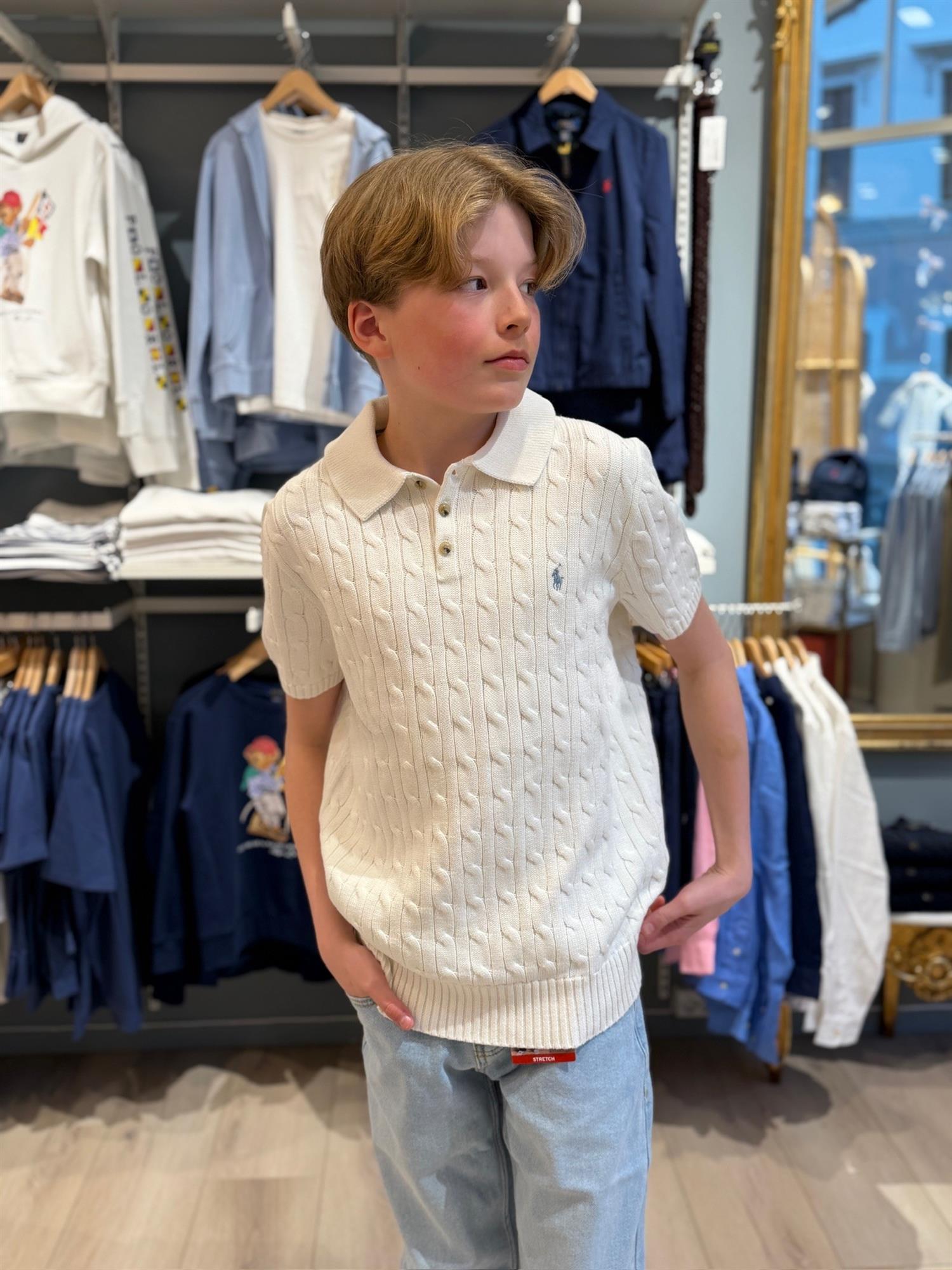 RALPH LAUREN 8-16År Strikket Pique skjorte m/fletter - Farmor Ingvarda