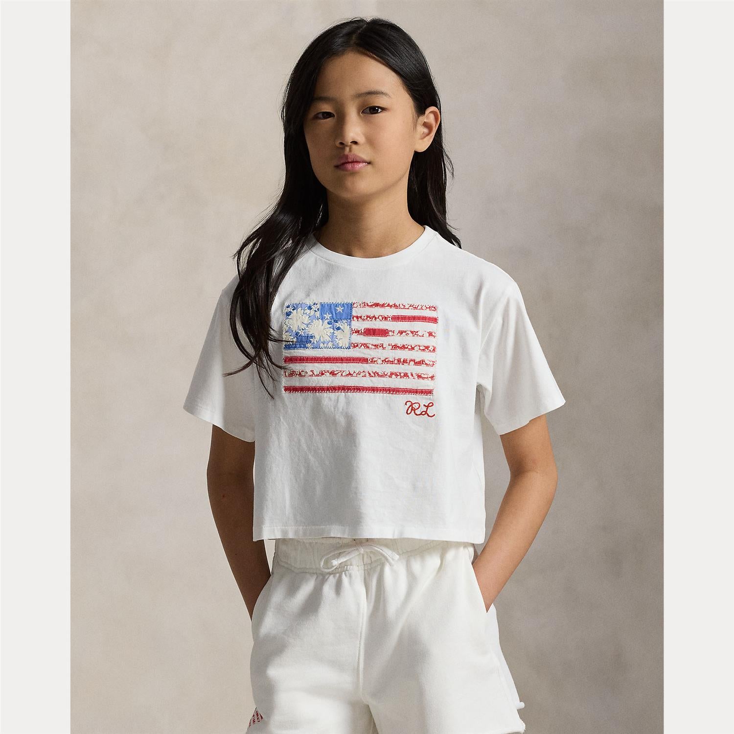 RALPH LAUREN 8-16År Flag T-skjorte, Jente - Farmor Ingvarda