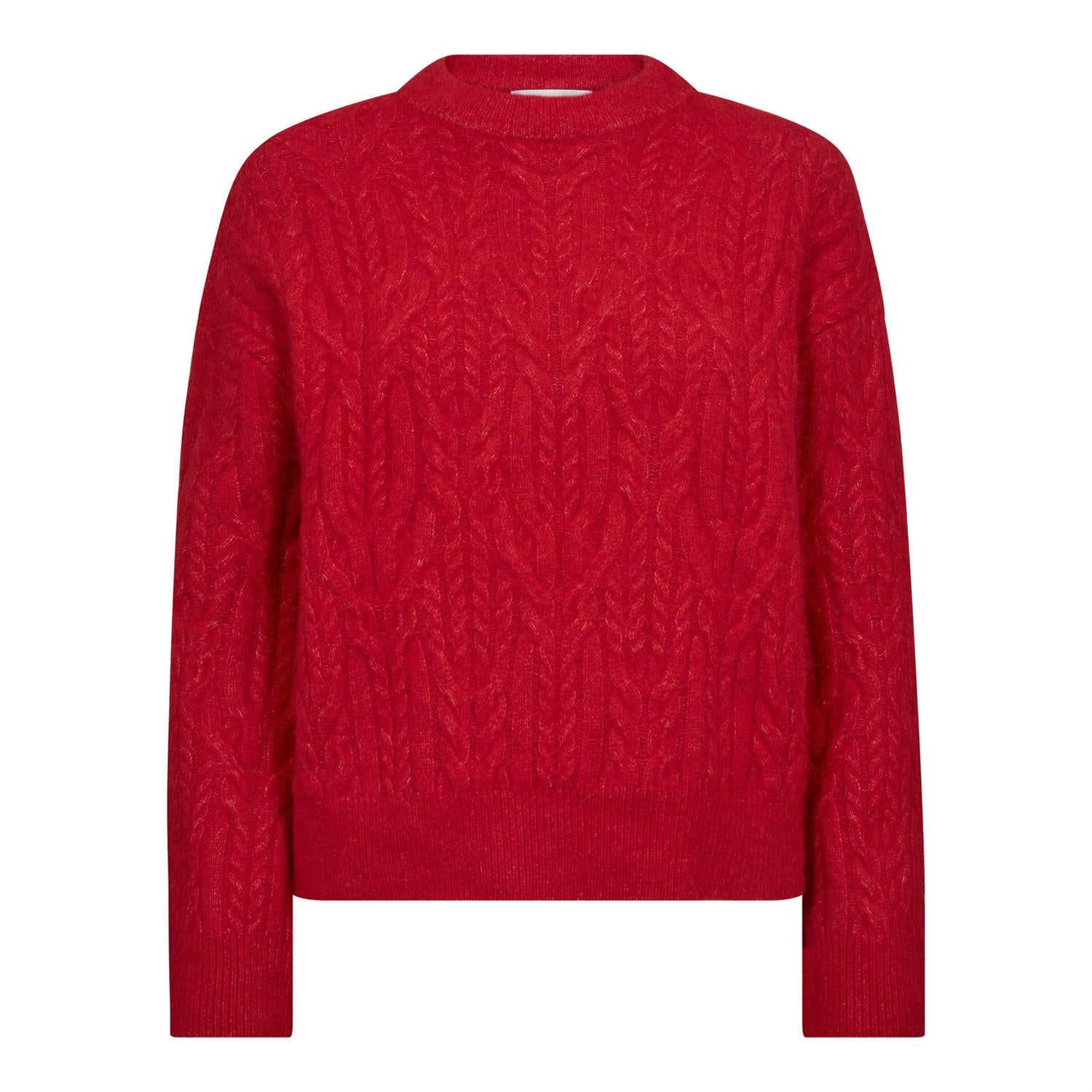 CO´ COUTURE Benal Cable O-Knit Sweater Red
