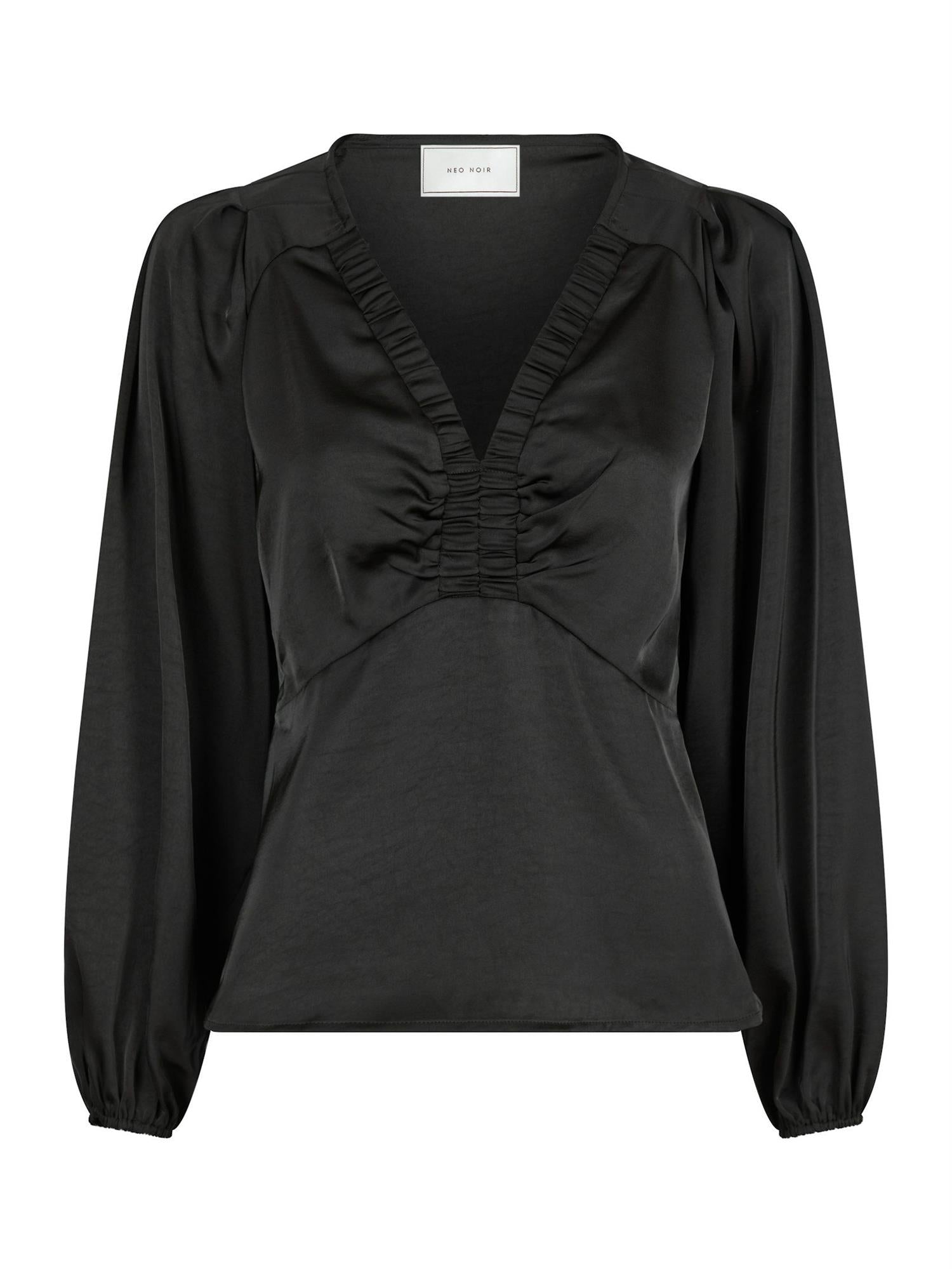 NEO NOIR Istana Heavy Sateen Blouse Sort