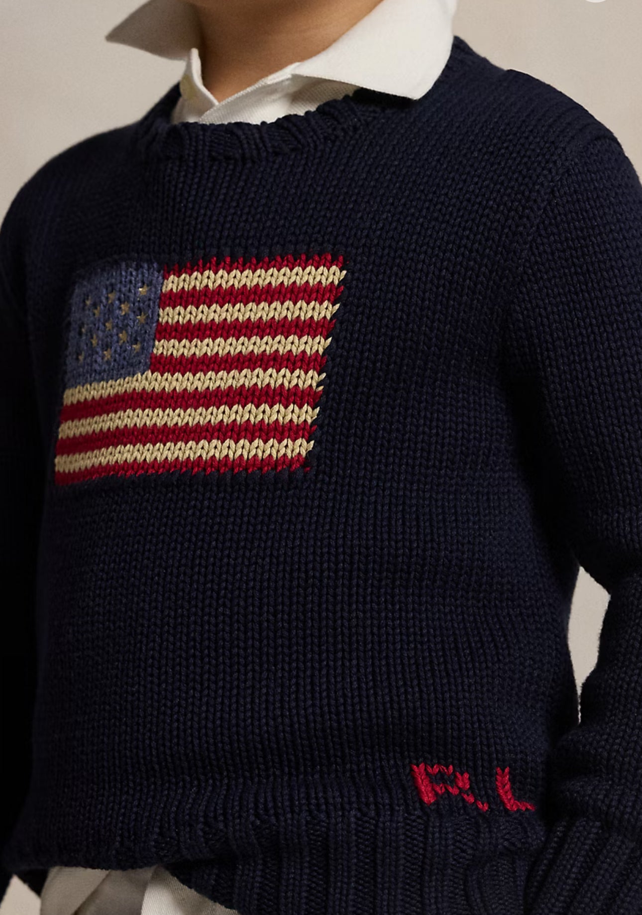 RALPH LAUREN 2-7År Flag CN Sweater Mørkeblå