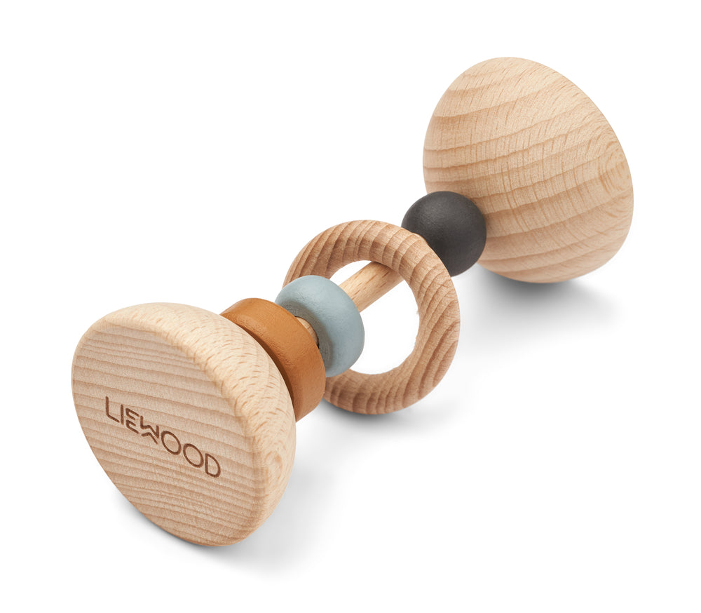 LIEWOOD Corrina Wooden Rattle Blå Mix