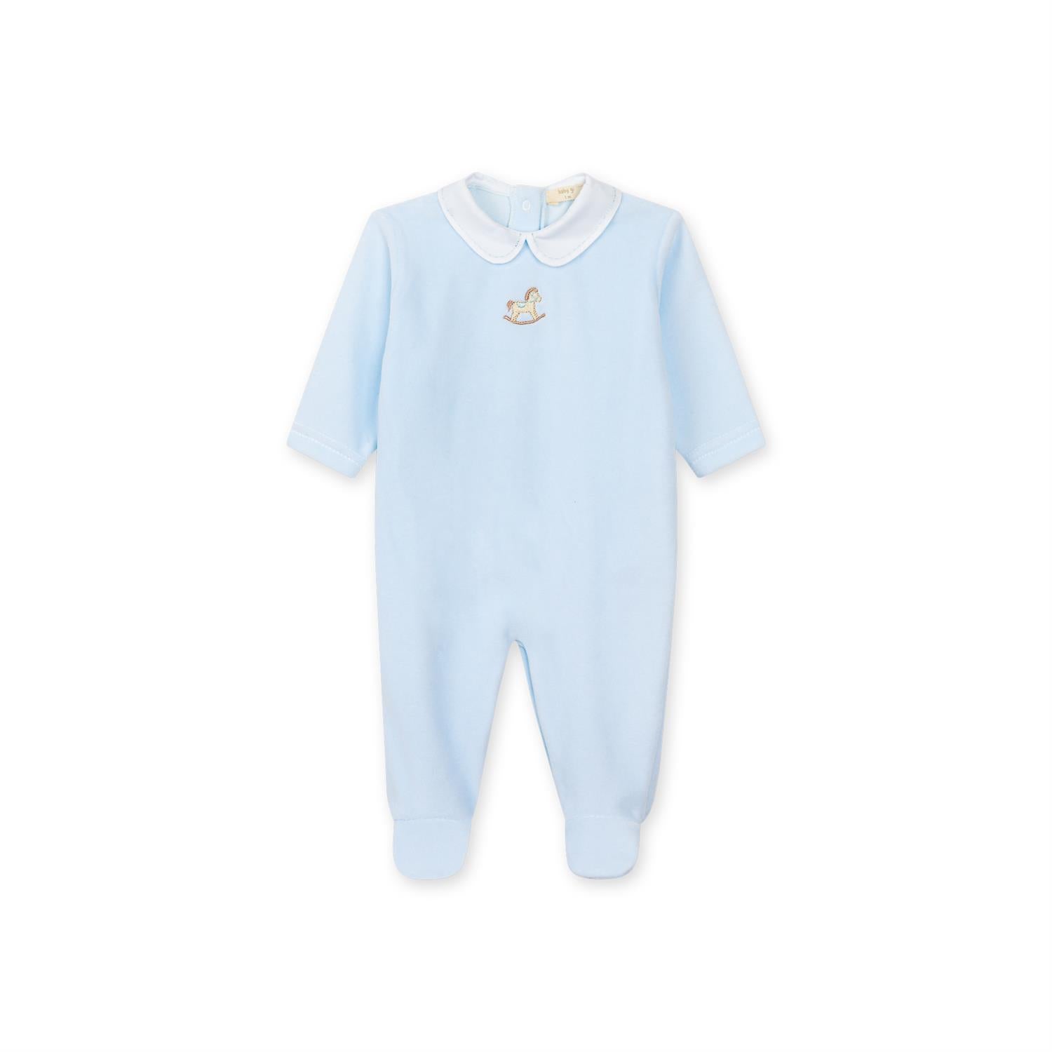 BABY GI Velourdress m/Fot,Rocking Horse Blå