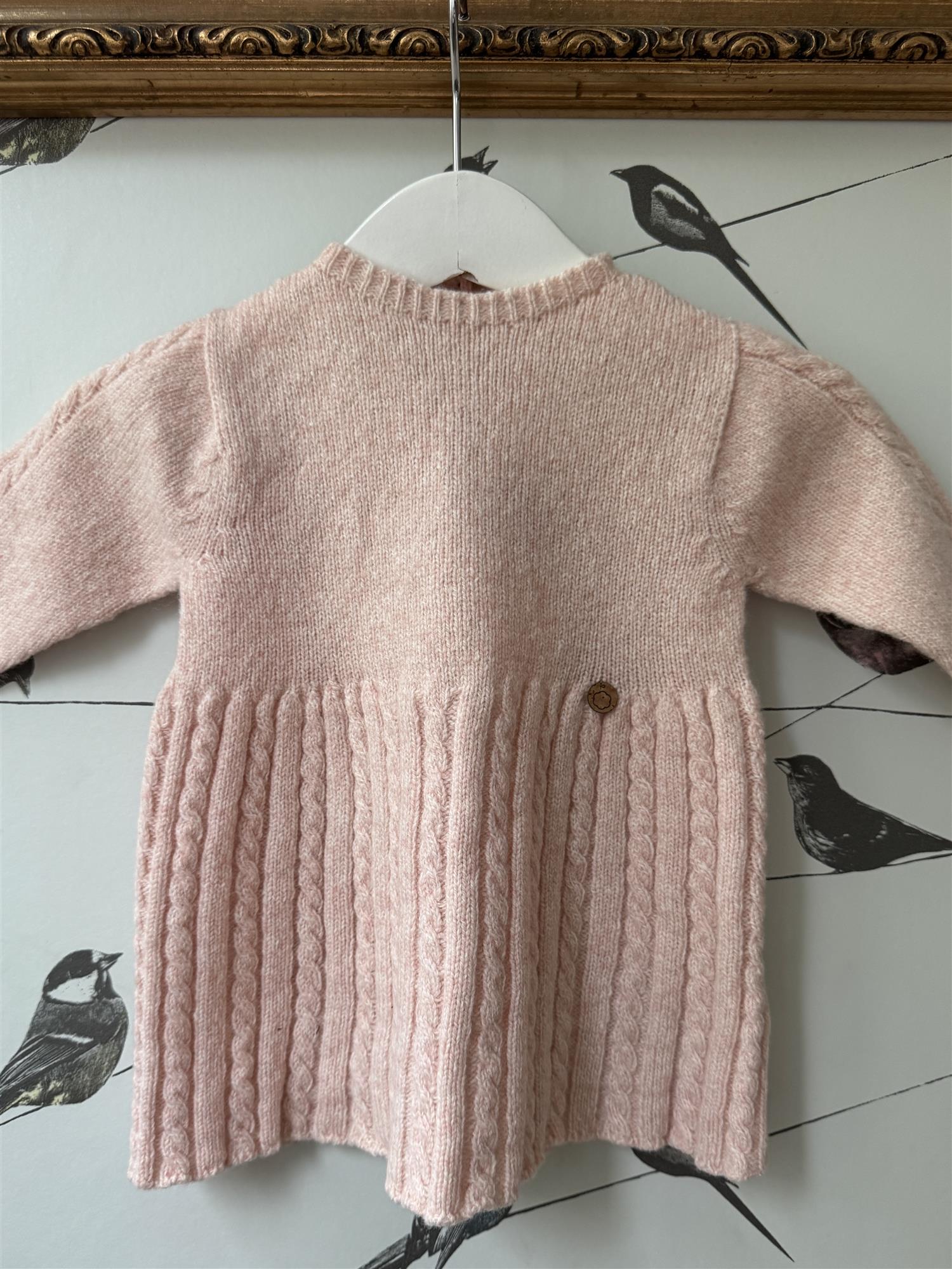 WEDOBLE Strikket kjole m/fletter,Ull melert Lys Rosa