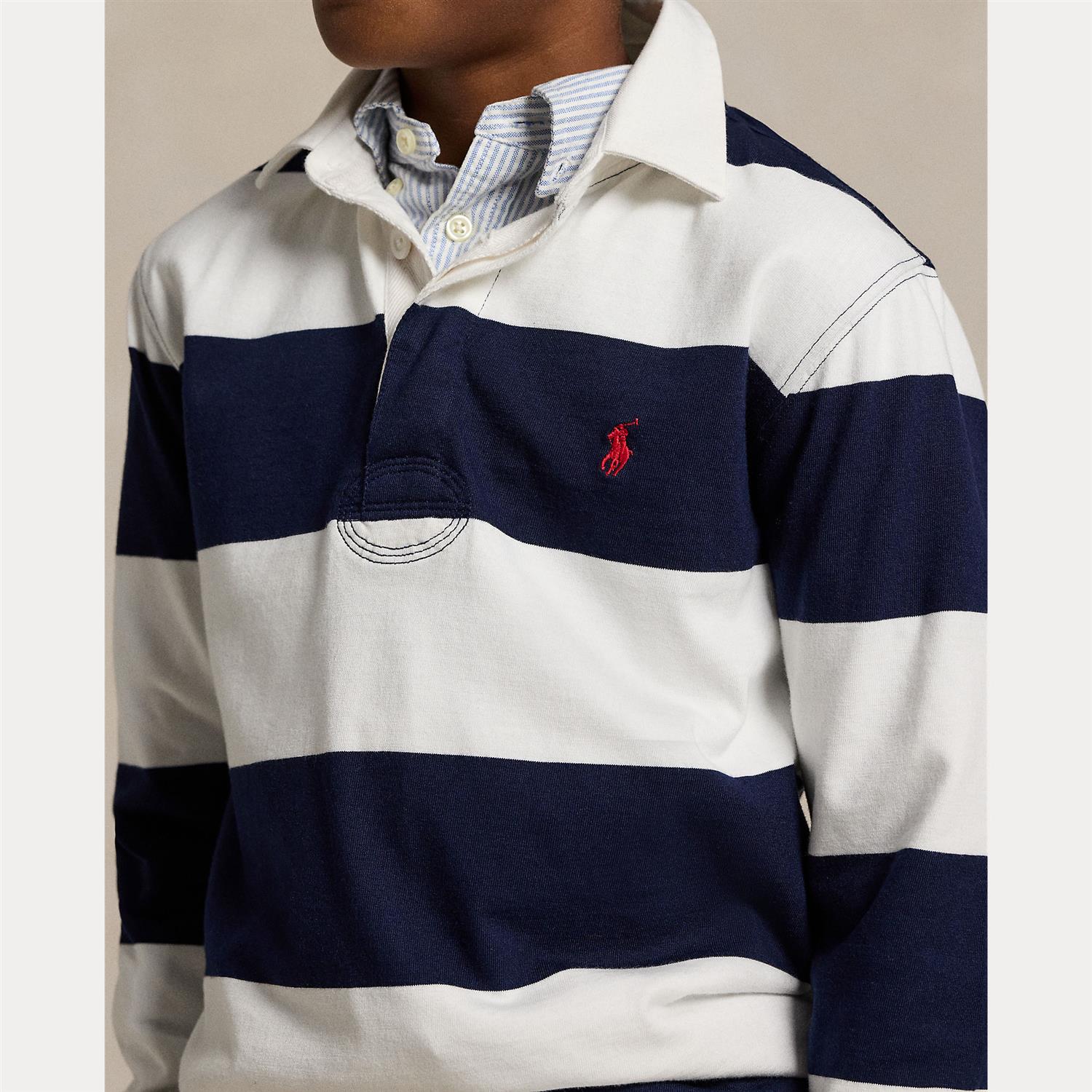 RALPH LAUREN 8-16År Knit Shirts Rugby,Teens Blå/Hvit