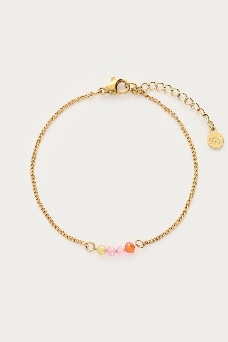 MY JEWELLERY Botanical bracelet with four multicoloured beads - Farmor Ingvarda