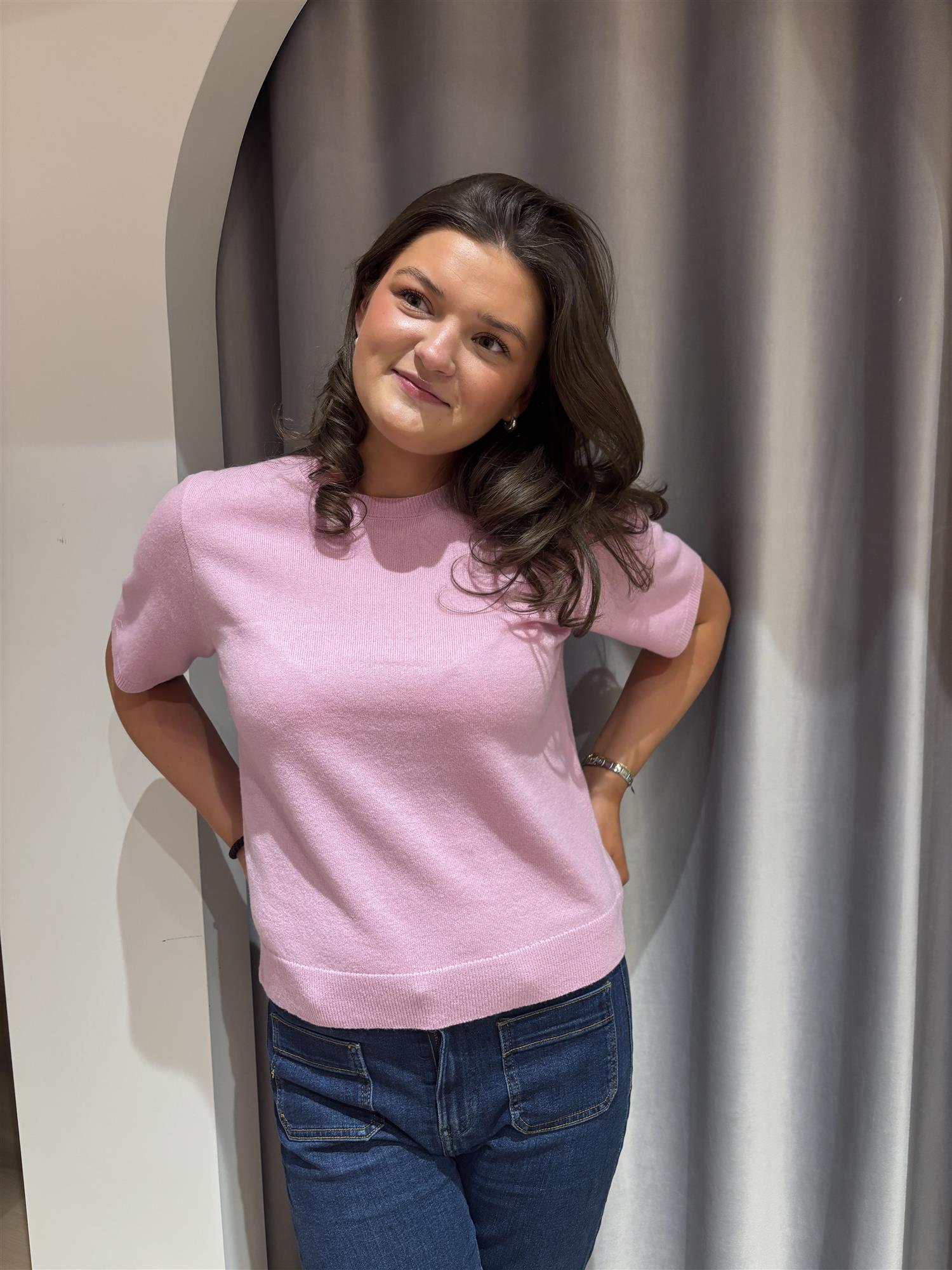 NEO NOIR Missy Knit Tee Light Pink - Farmor Ingvarda