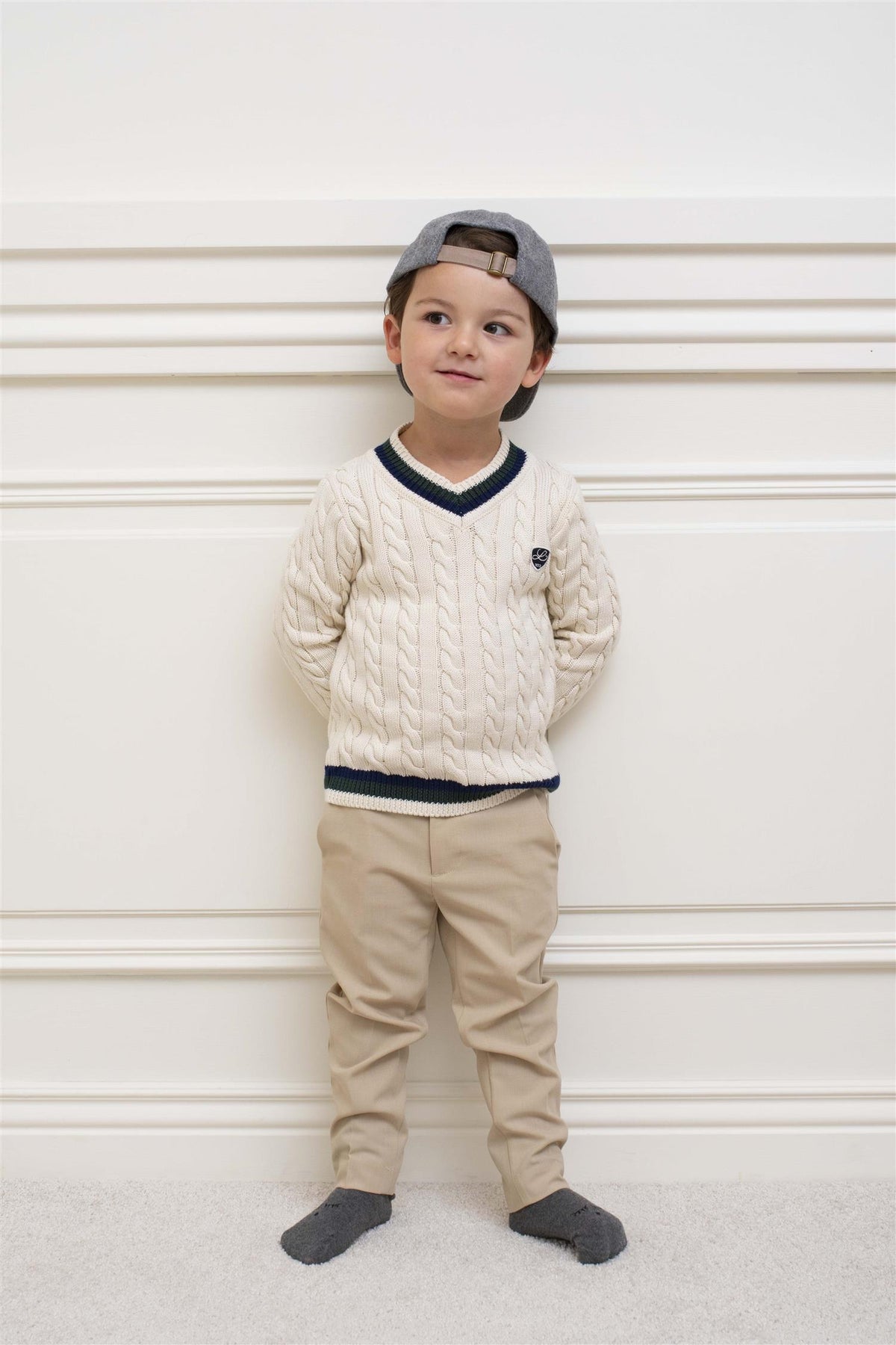LIVLY Cable Knit V-neck Sweater