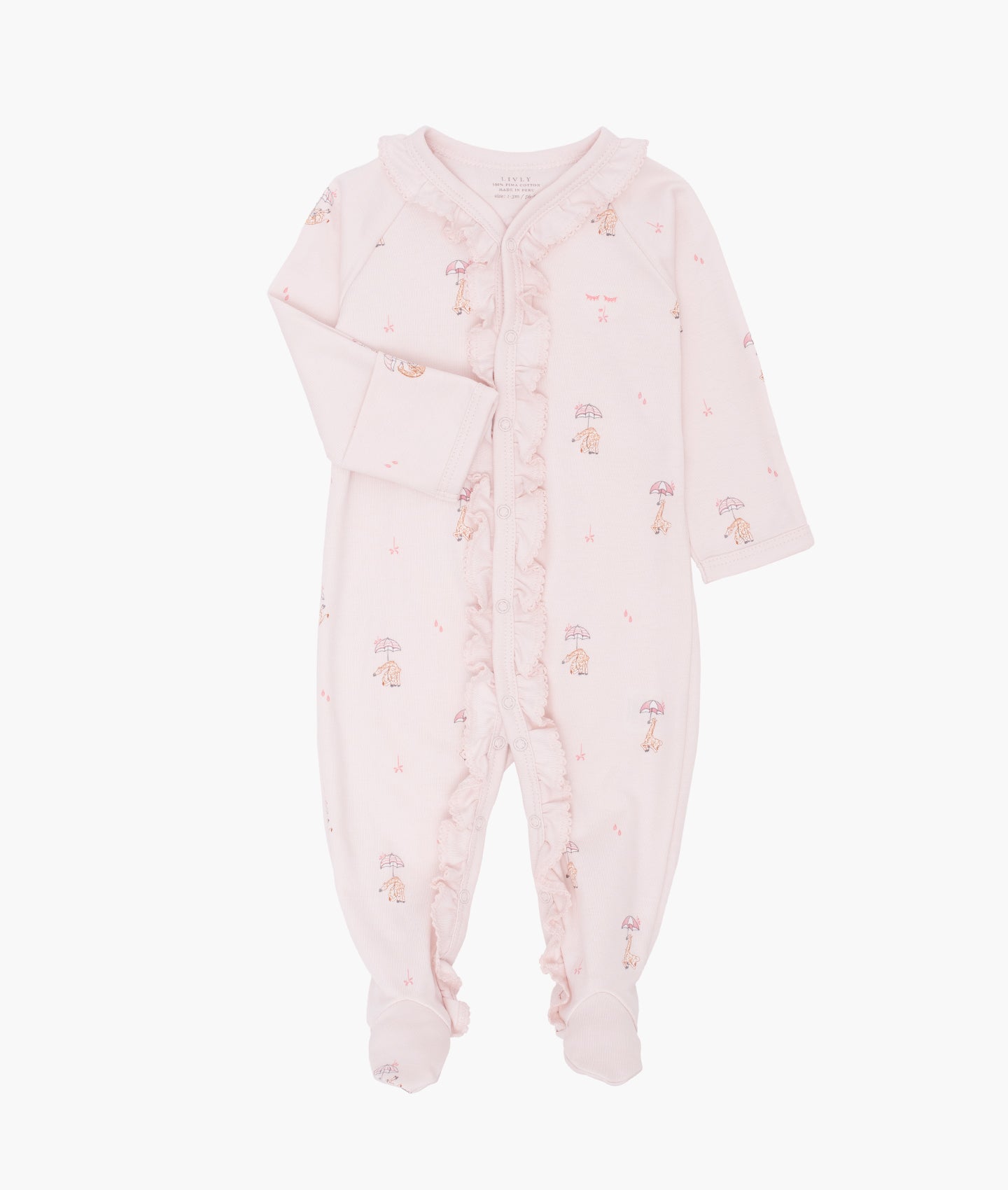 LIVLY Giraffe Sara Ruffled Footie Rosa