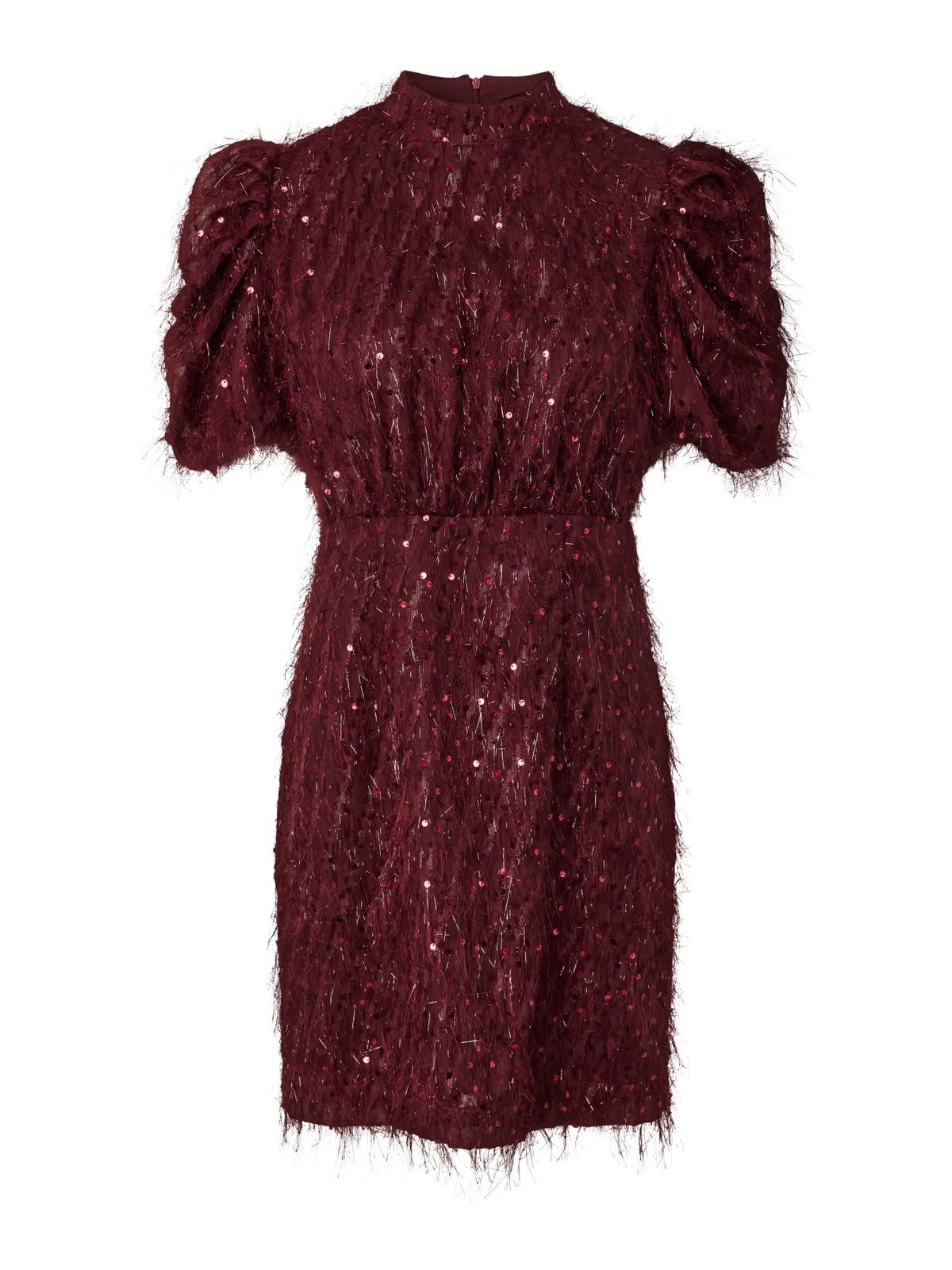 YAS Yasila 2/4 Sequin Dress Burgundy