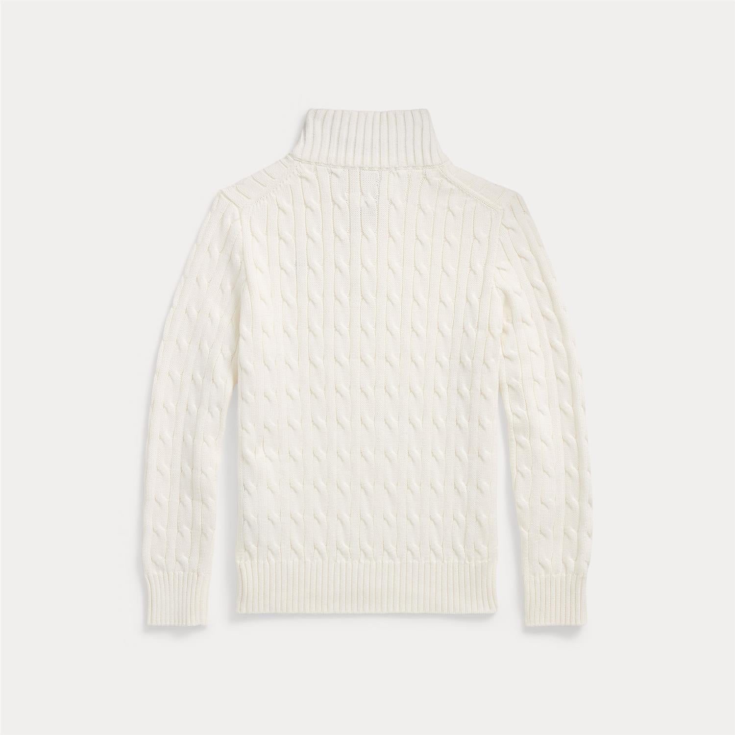 RALPH LAUREN 8-16År Cable-Knit Cotton Quarter -Zip Sweater Offwhite