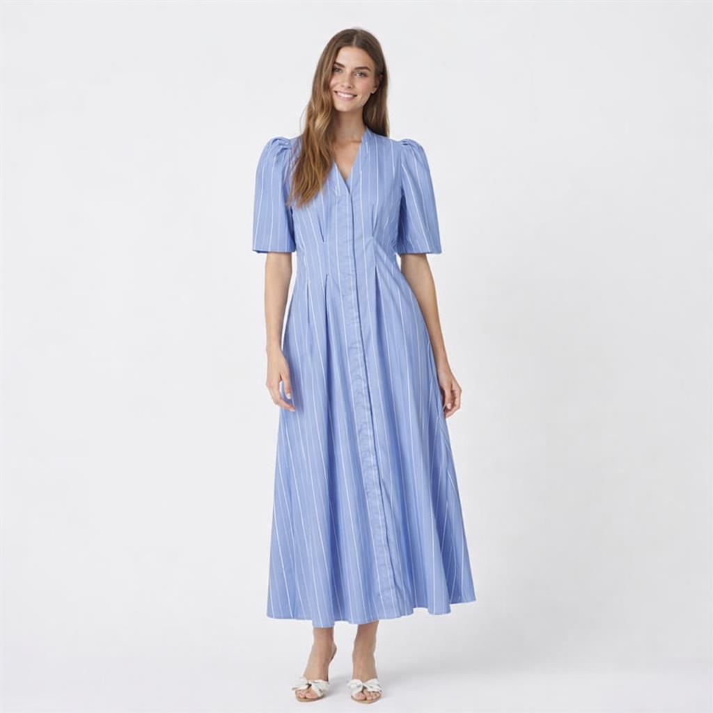 CO´ COUTURE Teran Stripe Pleat Dress - Farmor Ingvarda