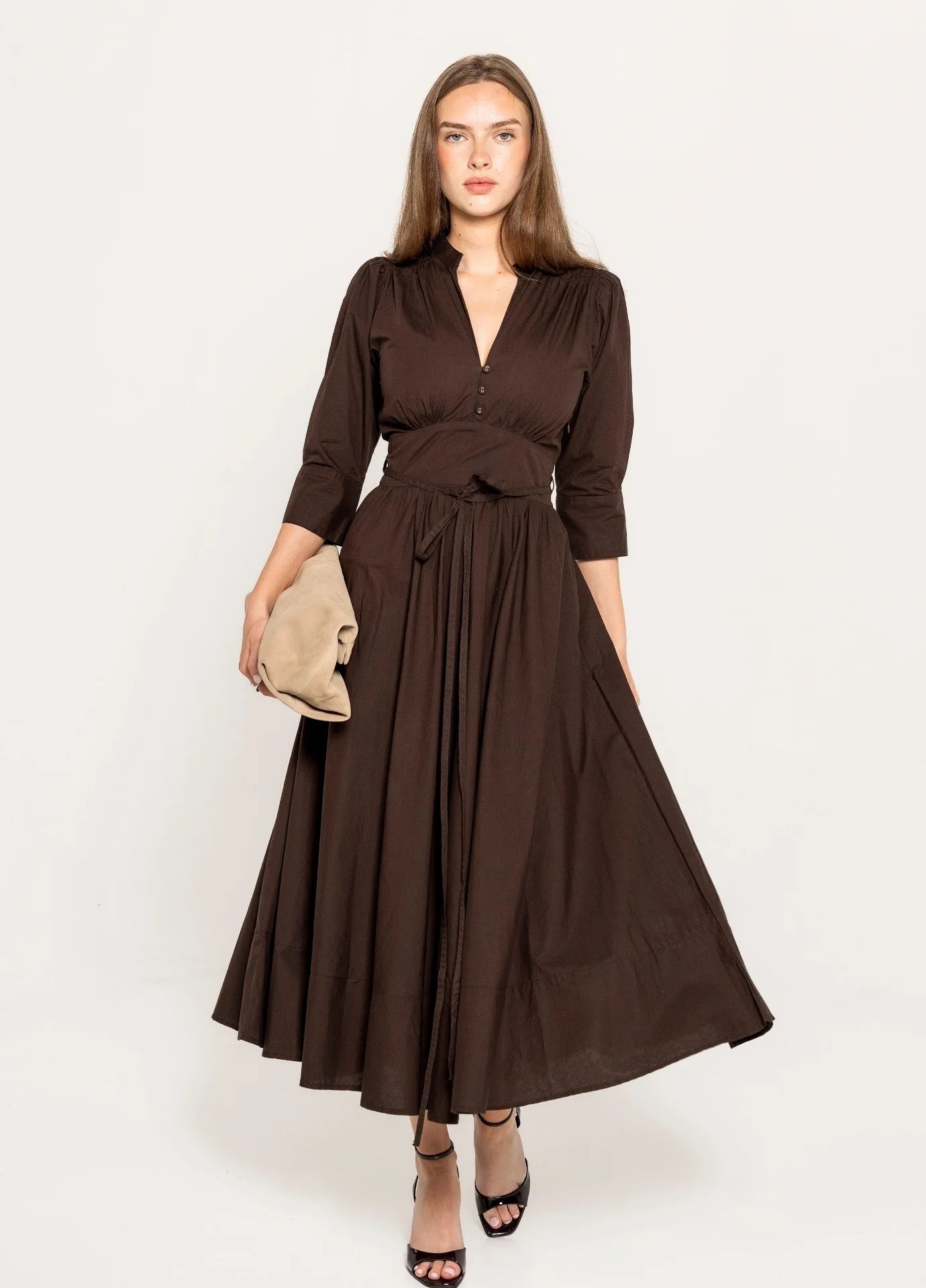 MISSMAYA Maria Dress Chocolate Poplin