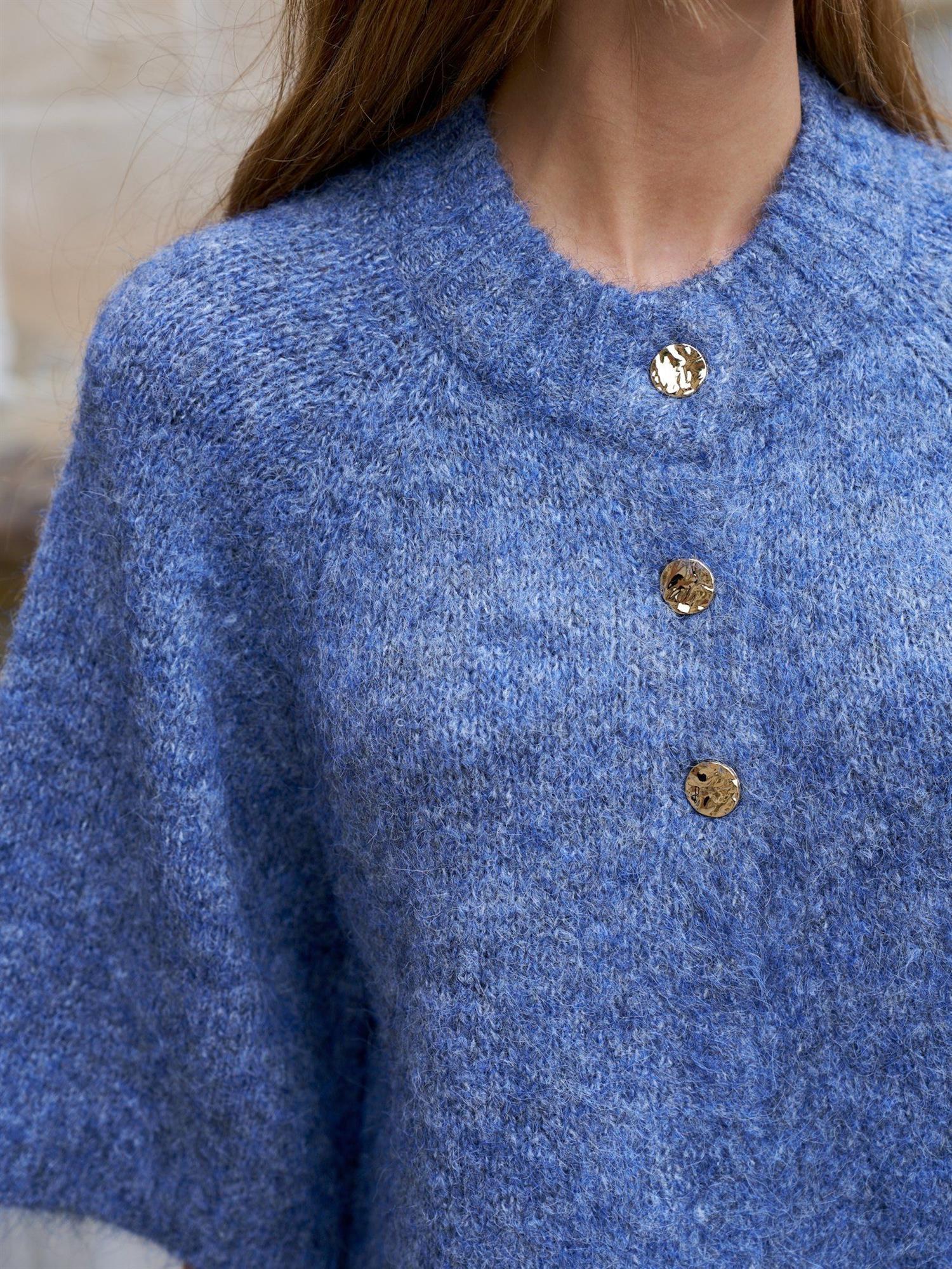 NEO NOIR Benuta Fluffy Knit Cardigan Smoke Blue
