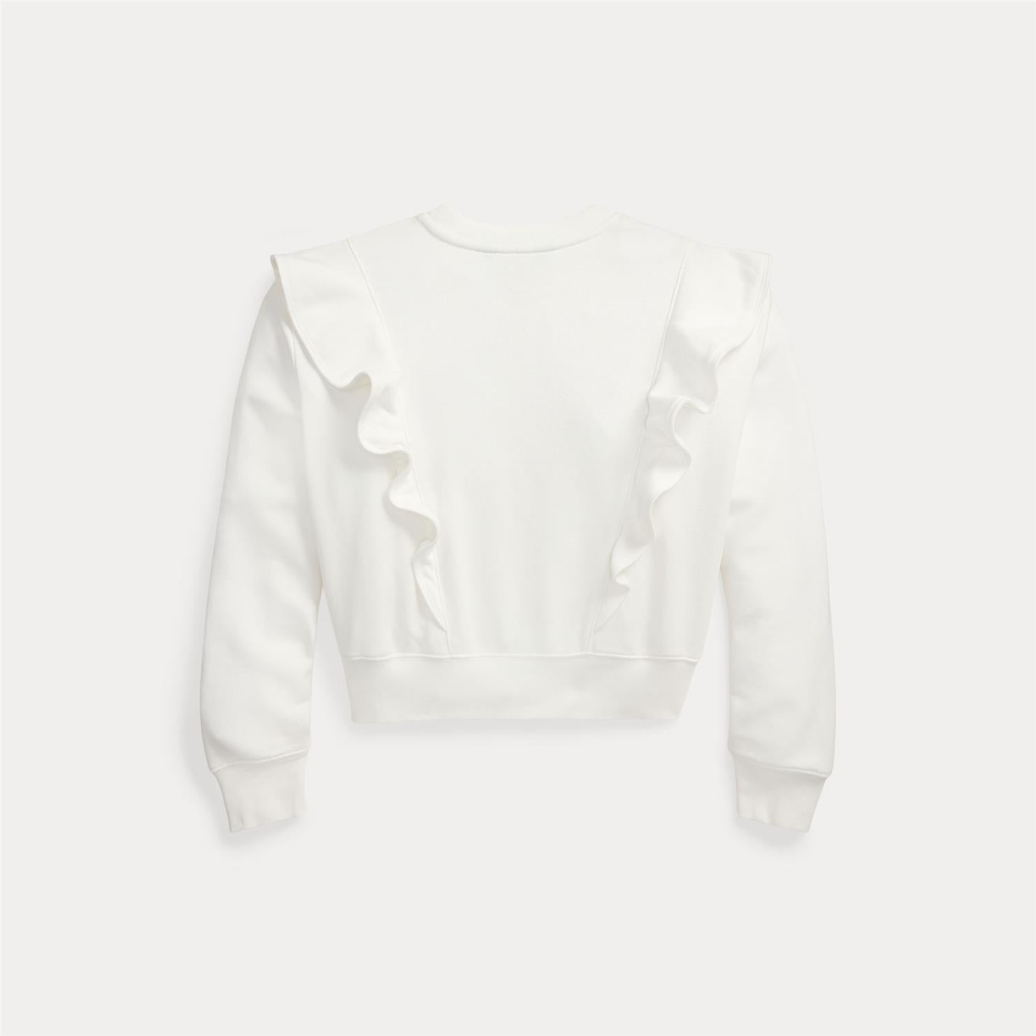 RALPH LAUREN 8-16År Ruffled French Terry Sweatshirt,Girl Hvit