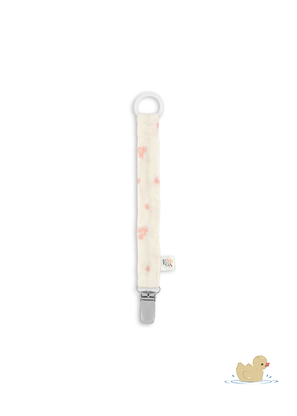 FANGA FONTANA by Konges Sløjd Ven Pacifier Strap Krem/Rosa - Farmor Ingvarda
