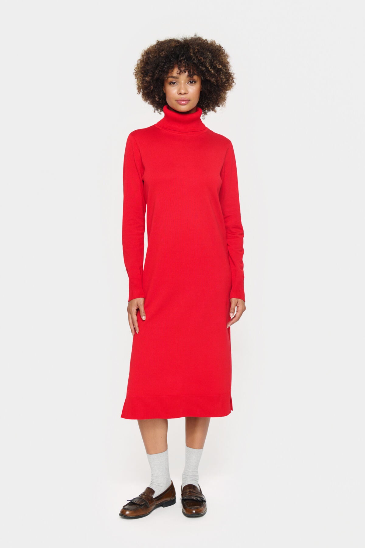 SAINT TROPEZ Mila rollneck long dress Rød