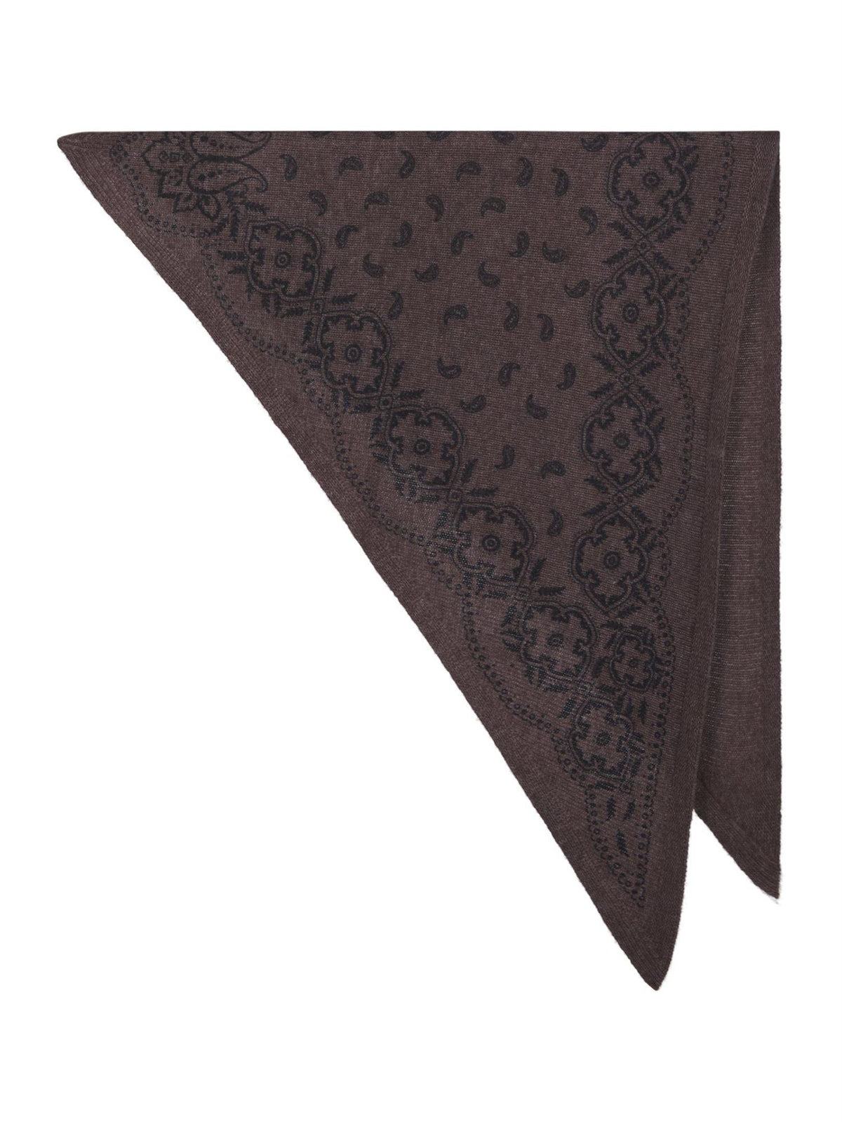 NEO NOIR Lolana Paisley Knit Scarf Brown Melange