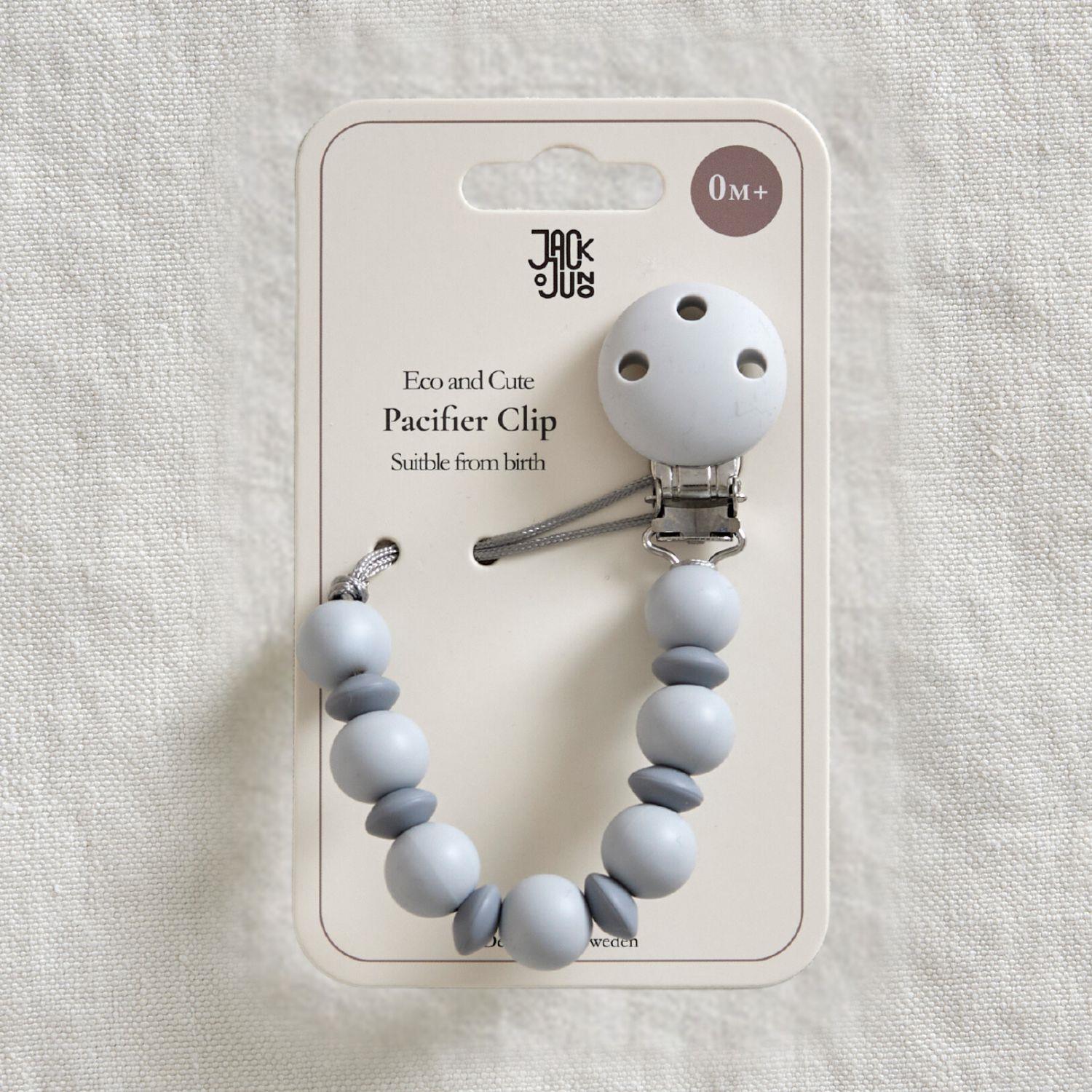 JACK o JUNO Pacifier Clip,Pale&Dark Grey - Farmor Ingvarda