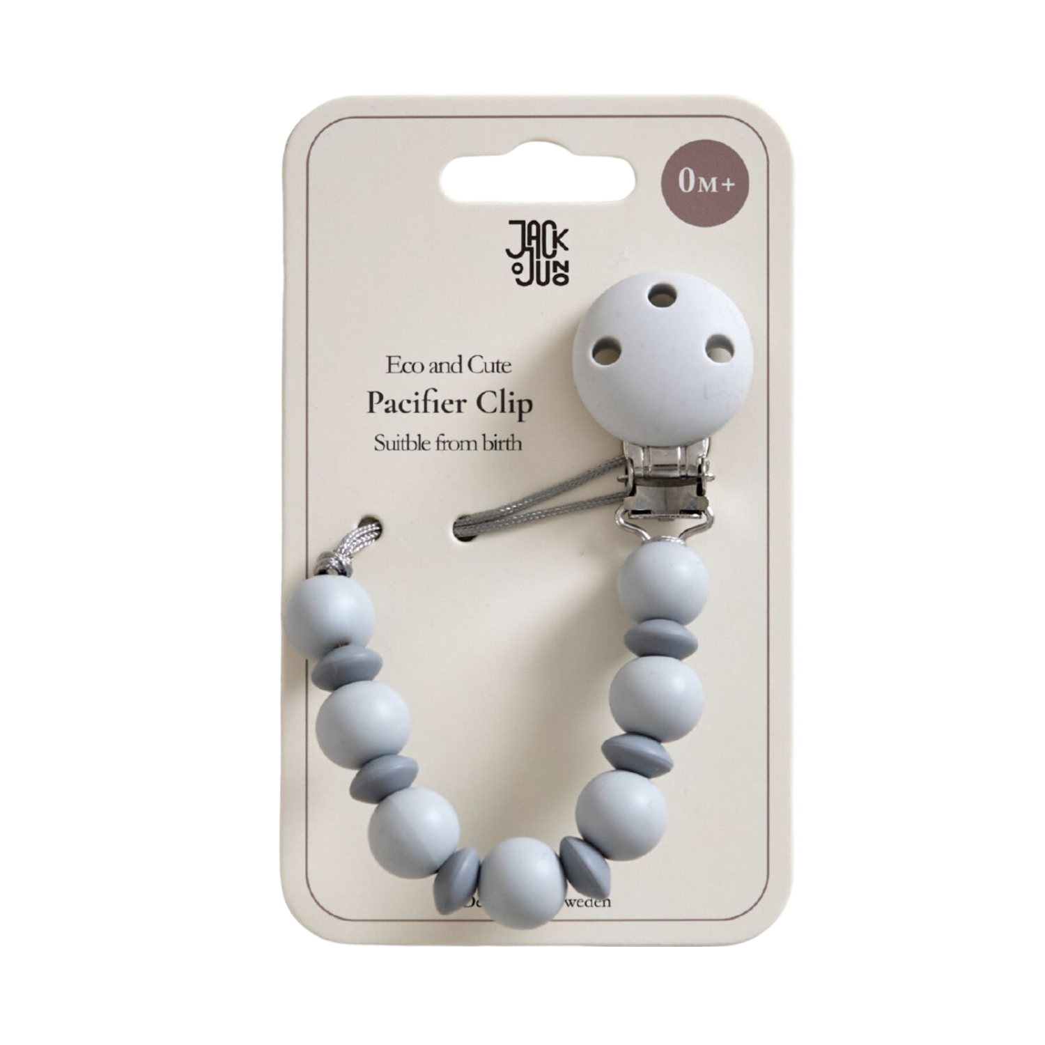 JACK o JUNO Pacifier Clip,Pale&Dark Grey - Farmor Ingvarda