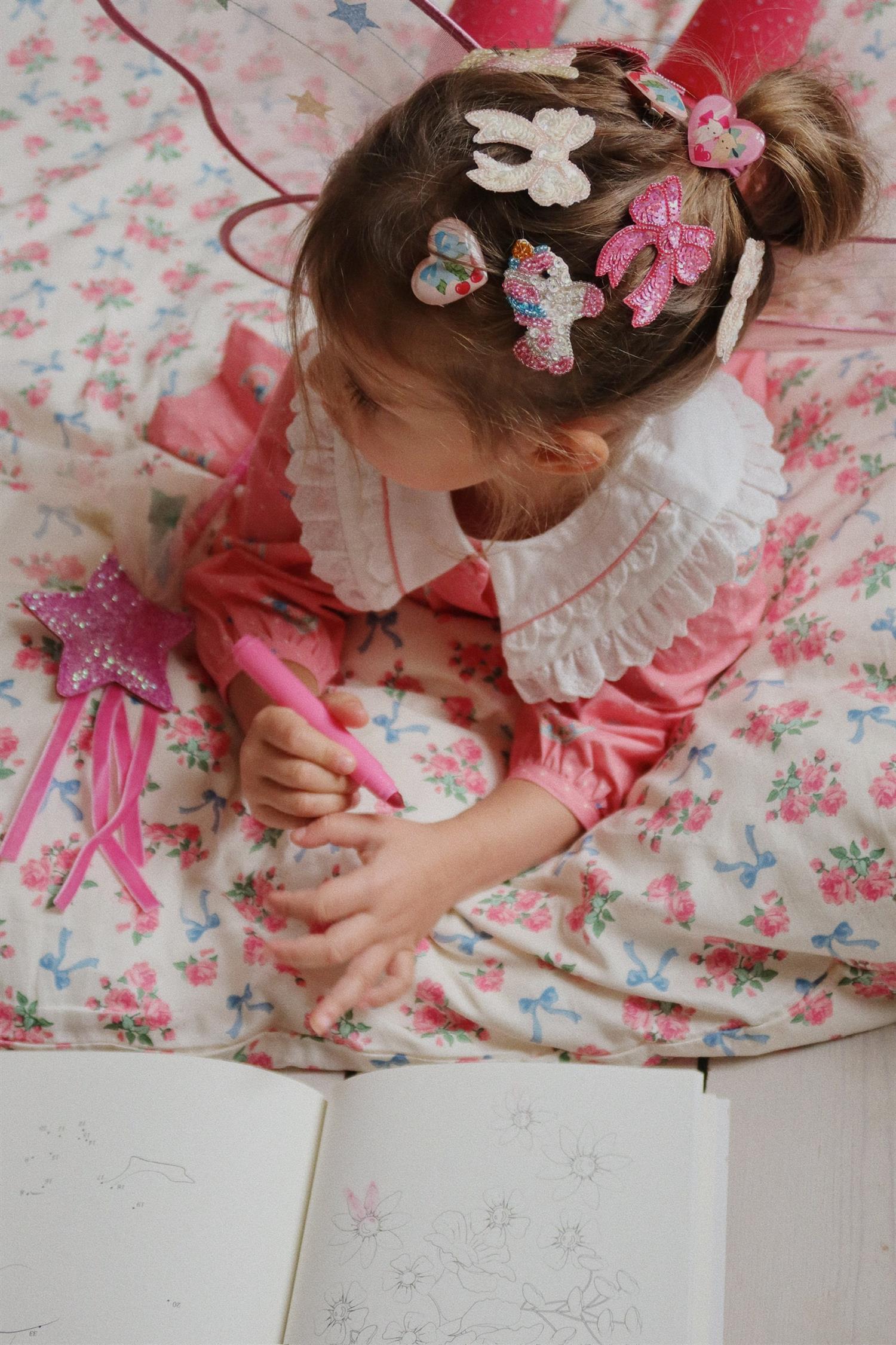 KONGES SLØJD 2pk Sequin Bow Hair clip Rosa - Farmor Ingvarda