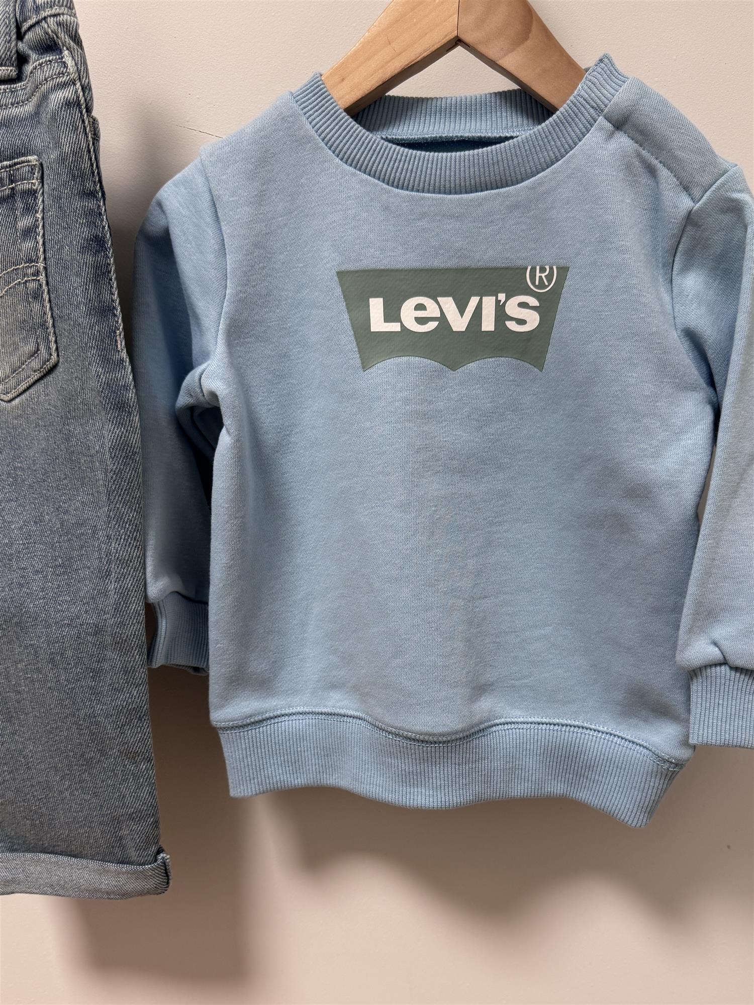 LEVIS 0-3ÅR Genser m/ logo Lyseblå - Farmor Ingvarda