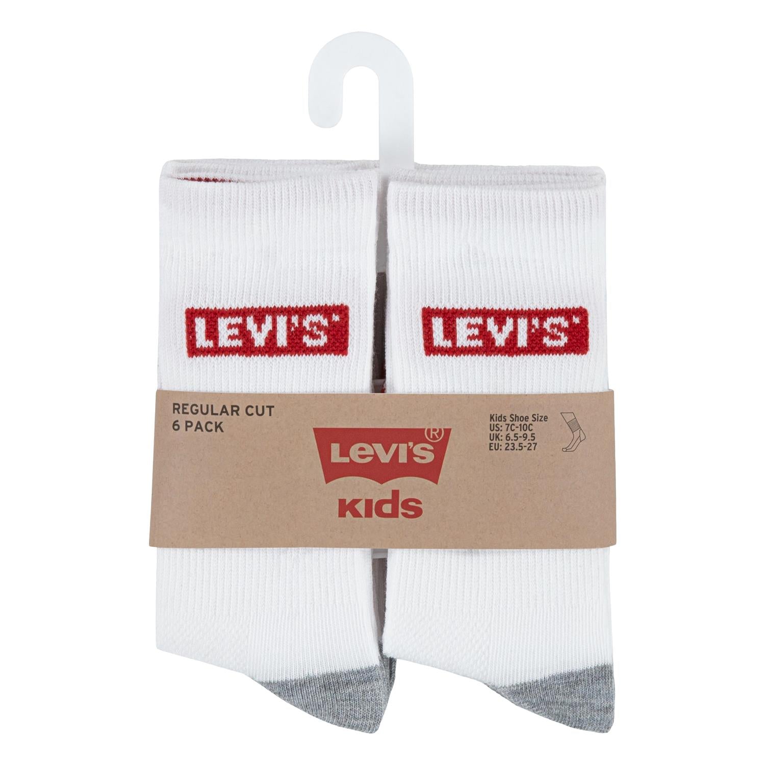 LEVIS 4-14ÅR Sokker 6pk. Hvit - Farmor Ingvarda
